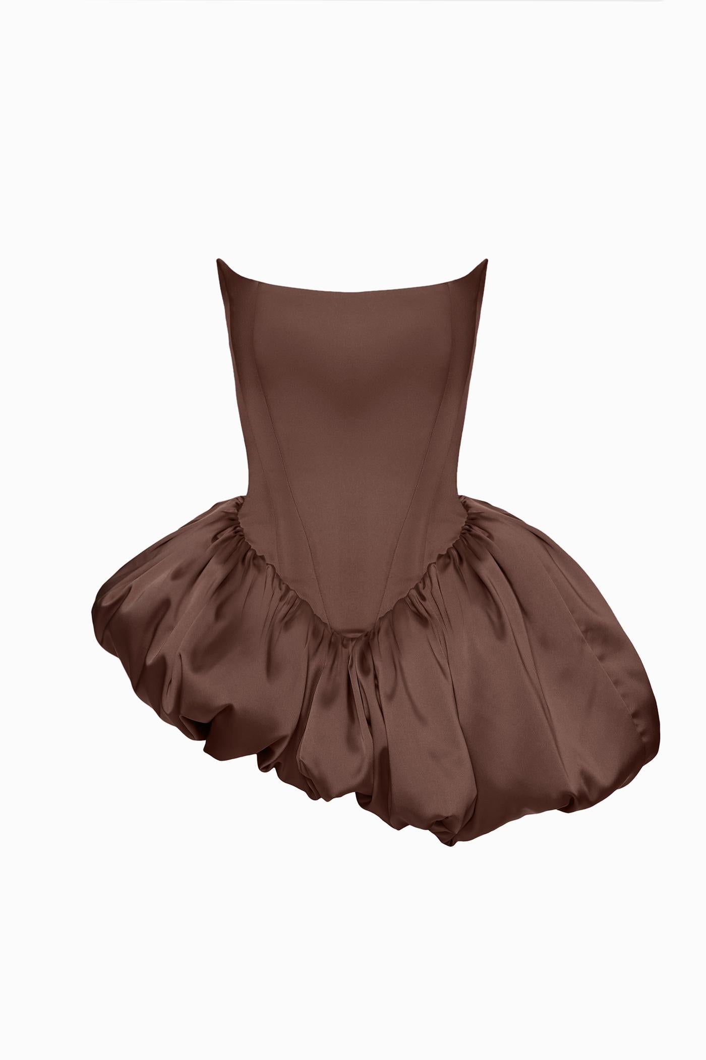 REBECCA TRANSFORMER CORSET TOP-TO-DRESS BROWN