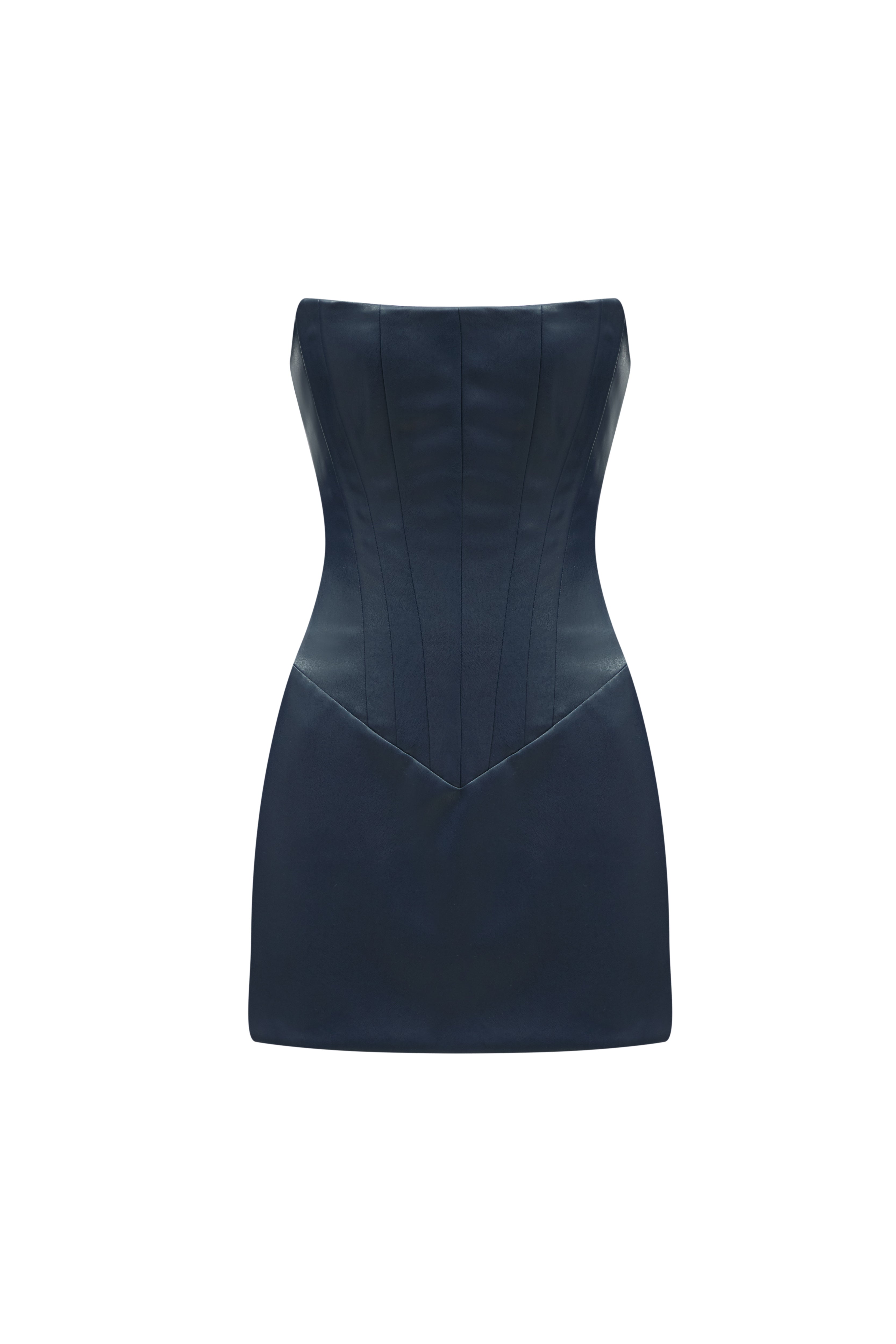 TWO SIDED TIBI LEATHER DRESS NAVY-BLUE