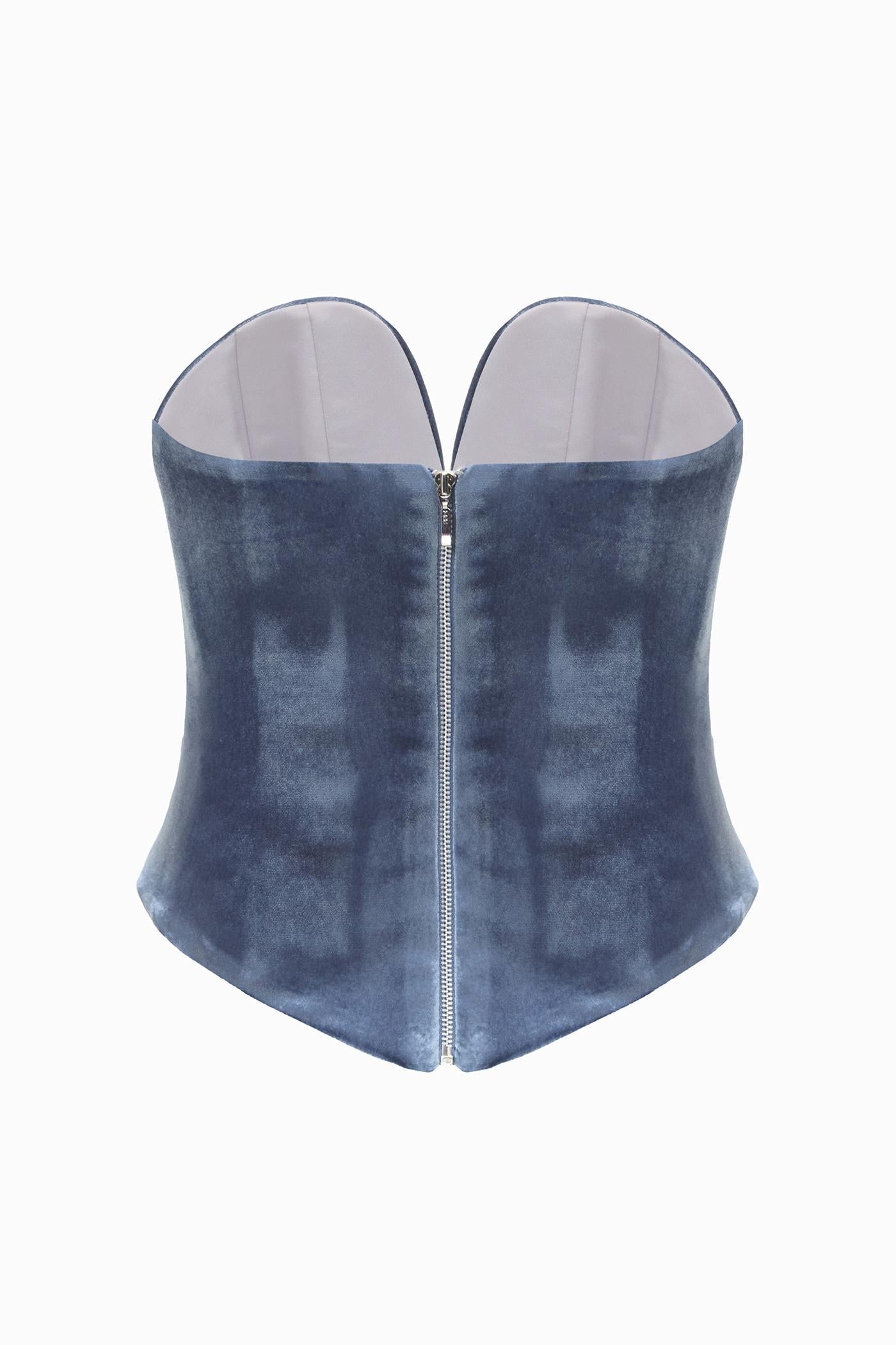 DAVINA VELVET CORSET IN BLUE