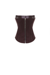 TWO-SIDED TIBI LEATHER CORSET BURGUNDY