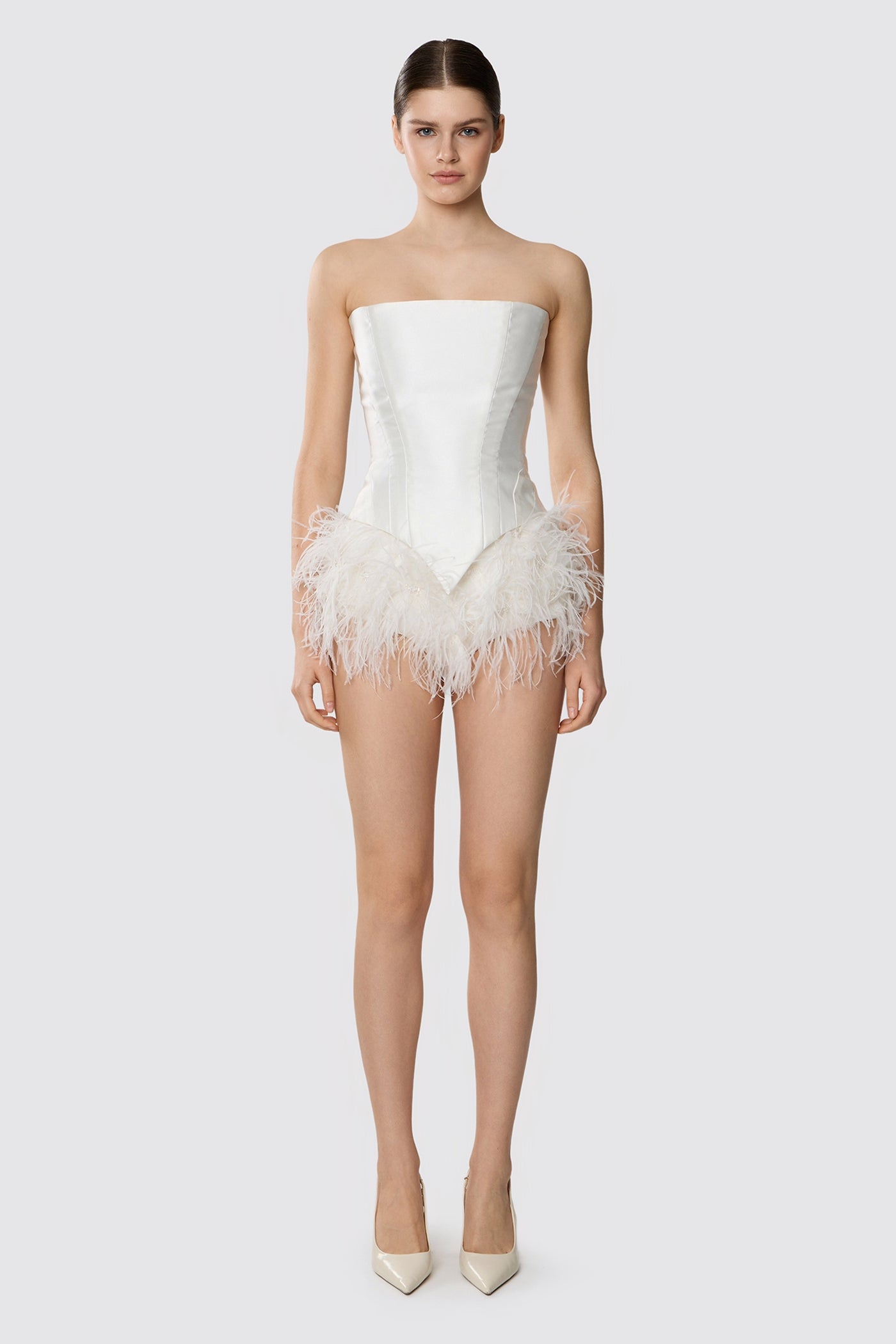 FEATHERED PANTS WHITE