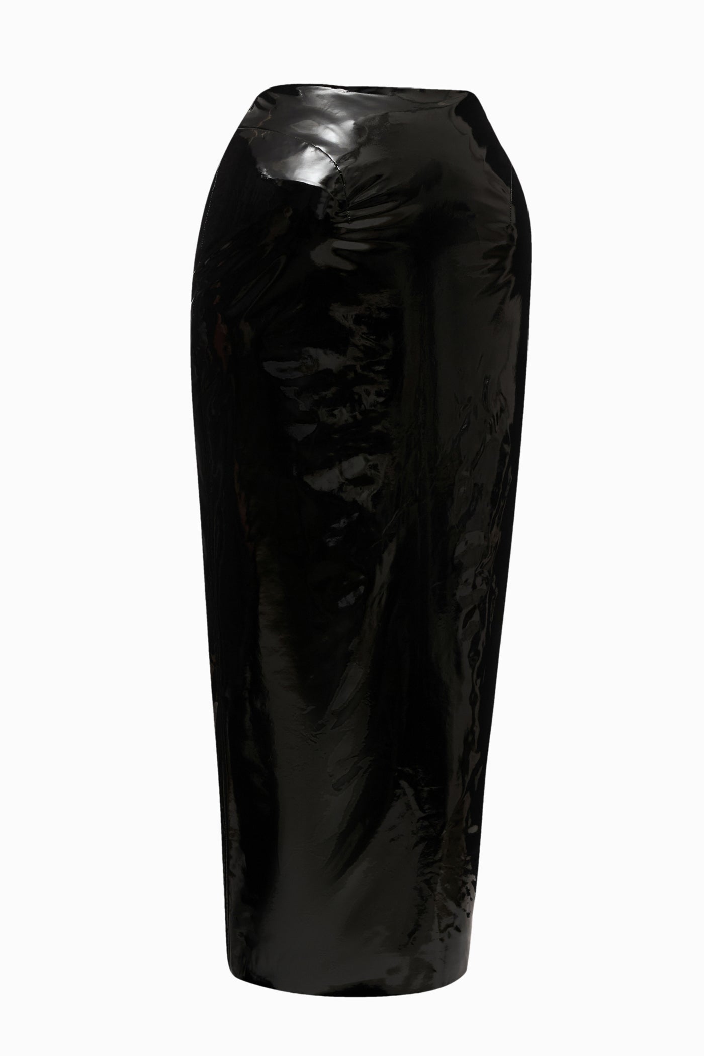LACQUE MIDI SKIRT BLACK