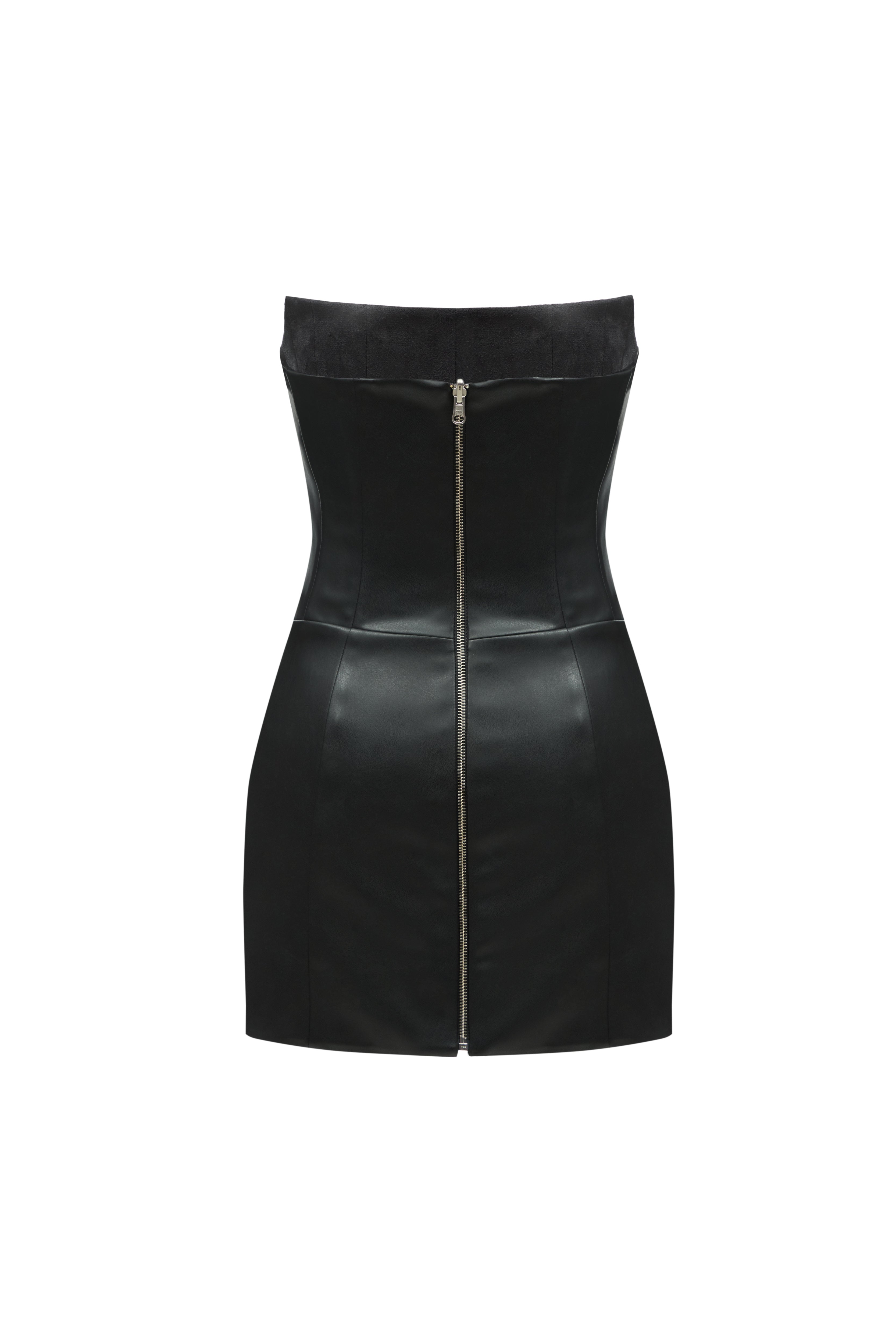 TWO SIDED TIBI LEATHER DRESS BLACK