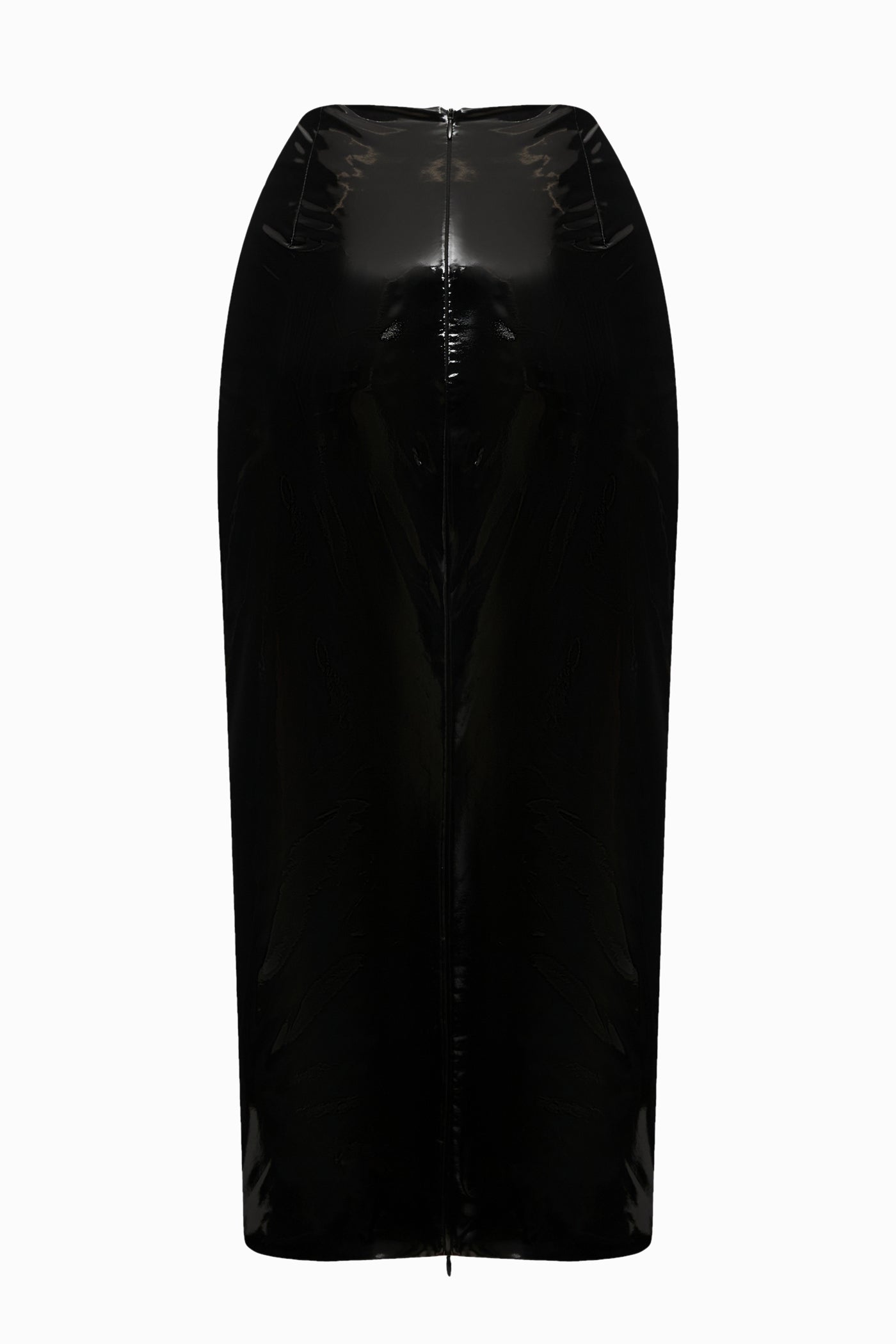LACQUE MIDI SKIRT BLACK