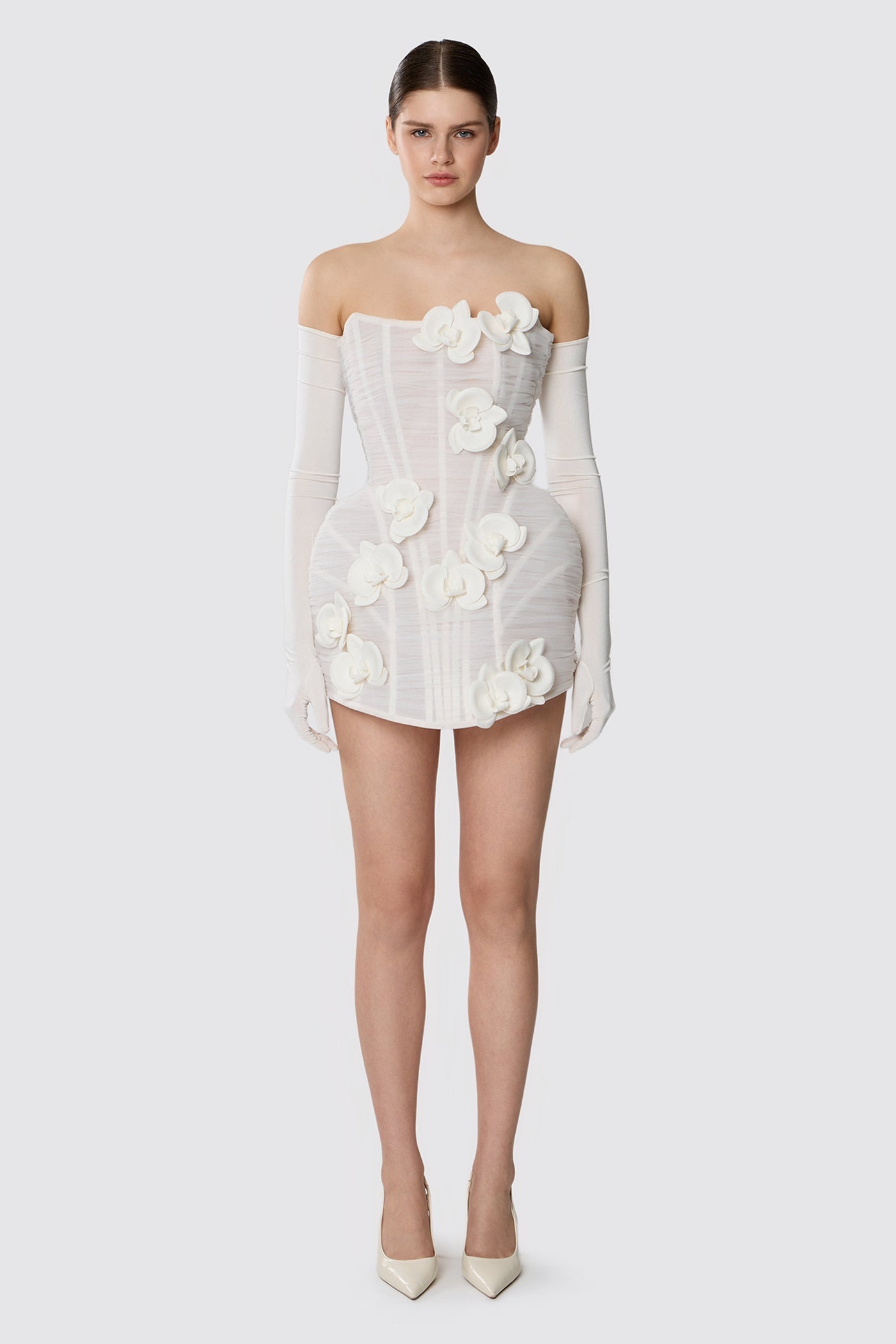 EVA TULLE DRESS WITH ORCHIDS