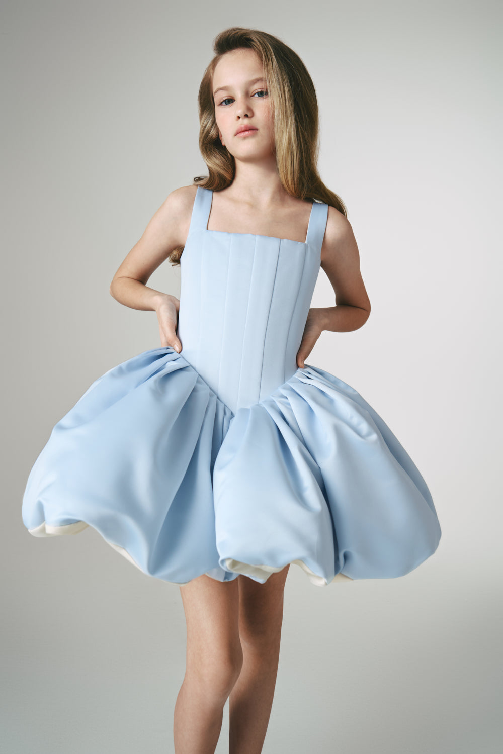 MISS LOLI TWO-SIDED DRESS BEIGE-BLUE