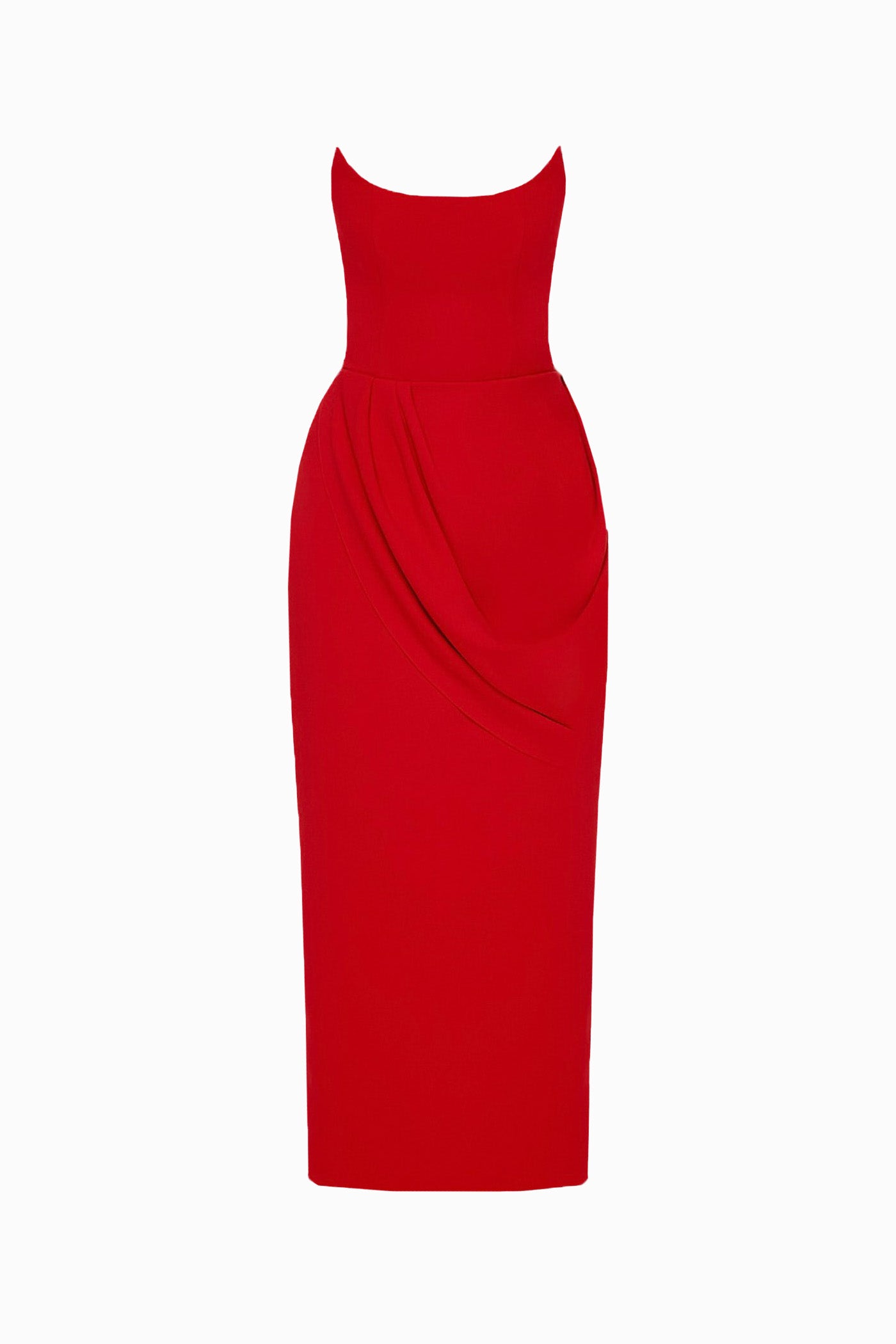 ANASTASIA MATT SILK MIDI DRESS RED