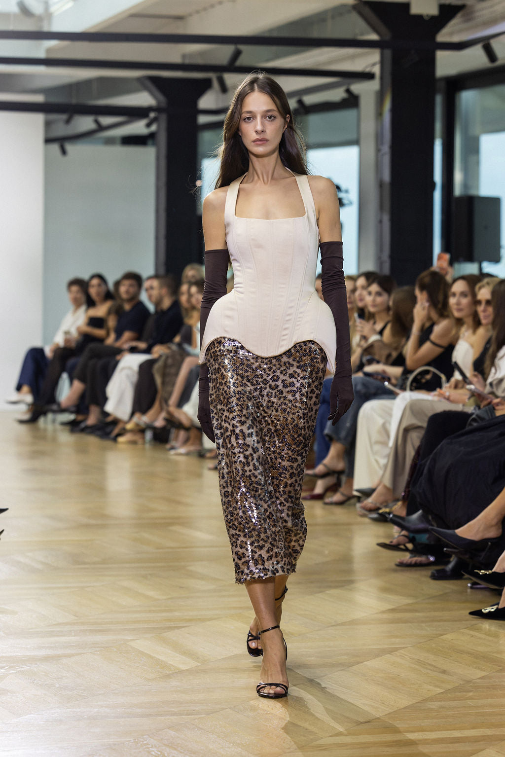 SEQUIN MIDI SKIRT LEO