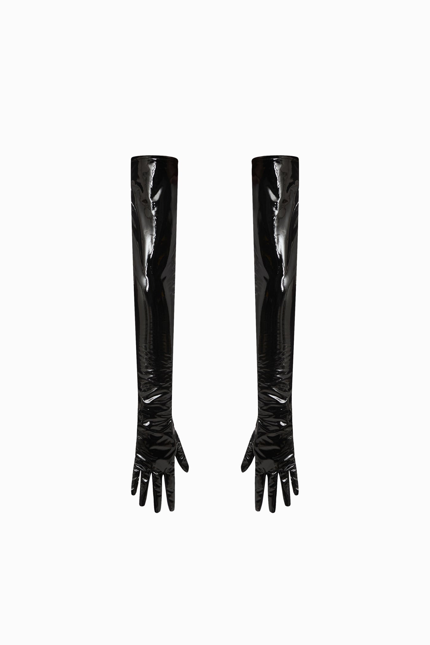 LONG LACQUERED GLOVES IN BLACK