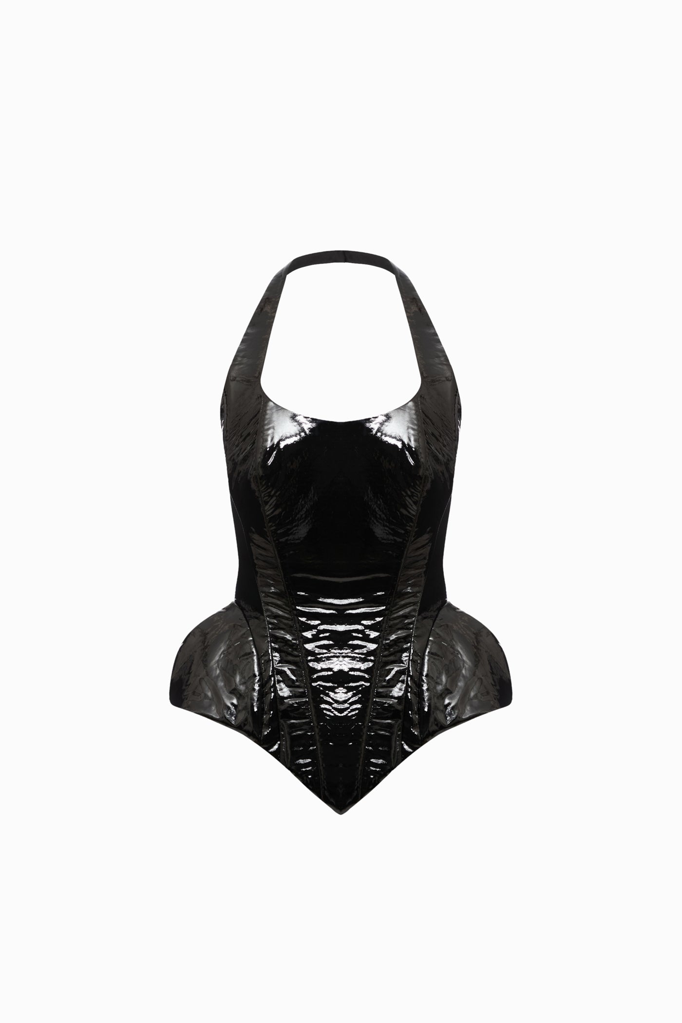 HALTERNECK LACQUE CORSET BLACK