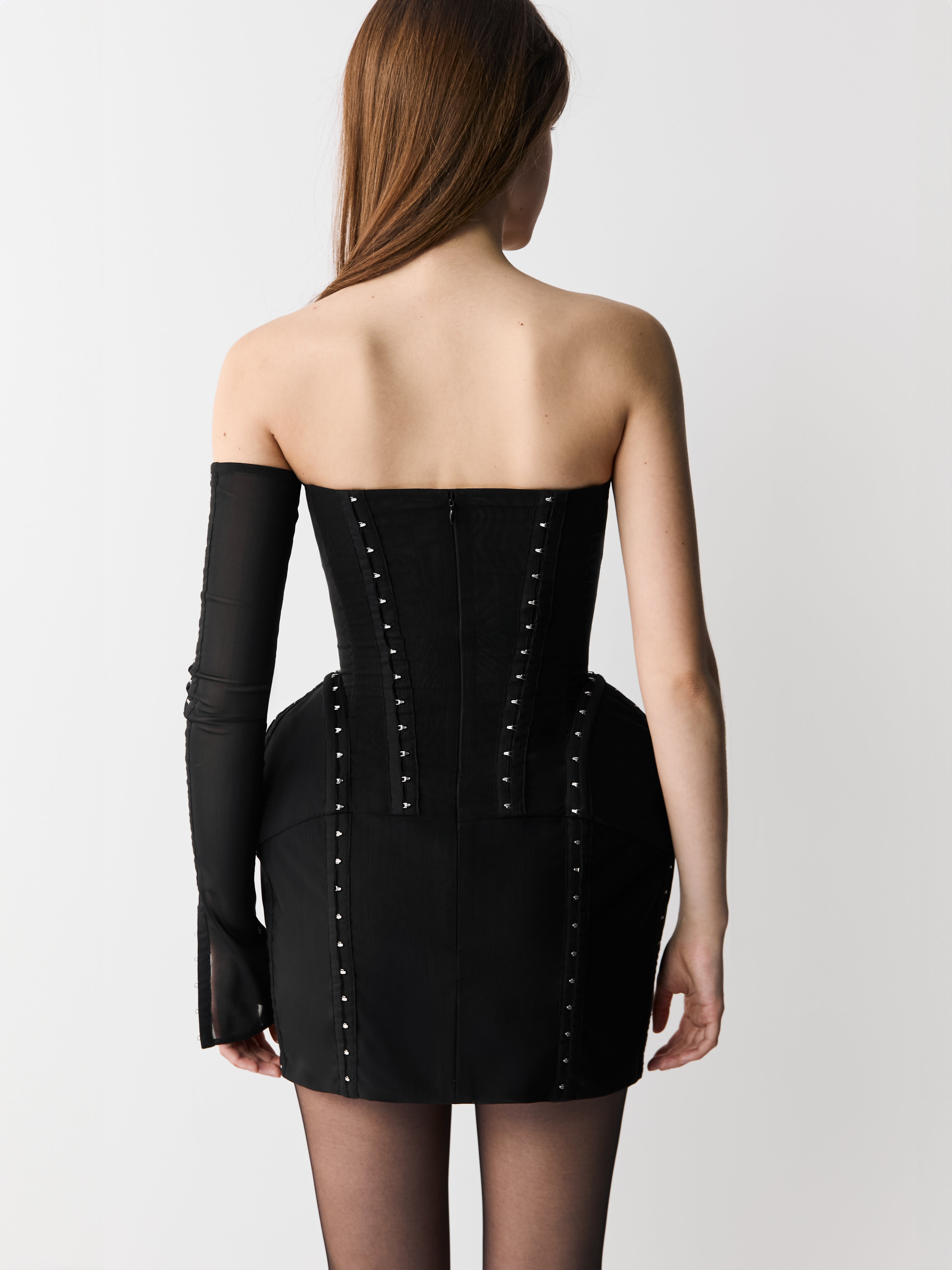 MUNA MINI DRESS WITH HOOKS BLACK