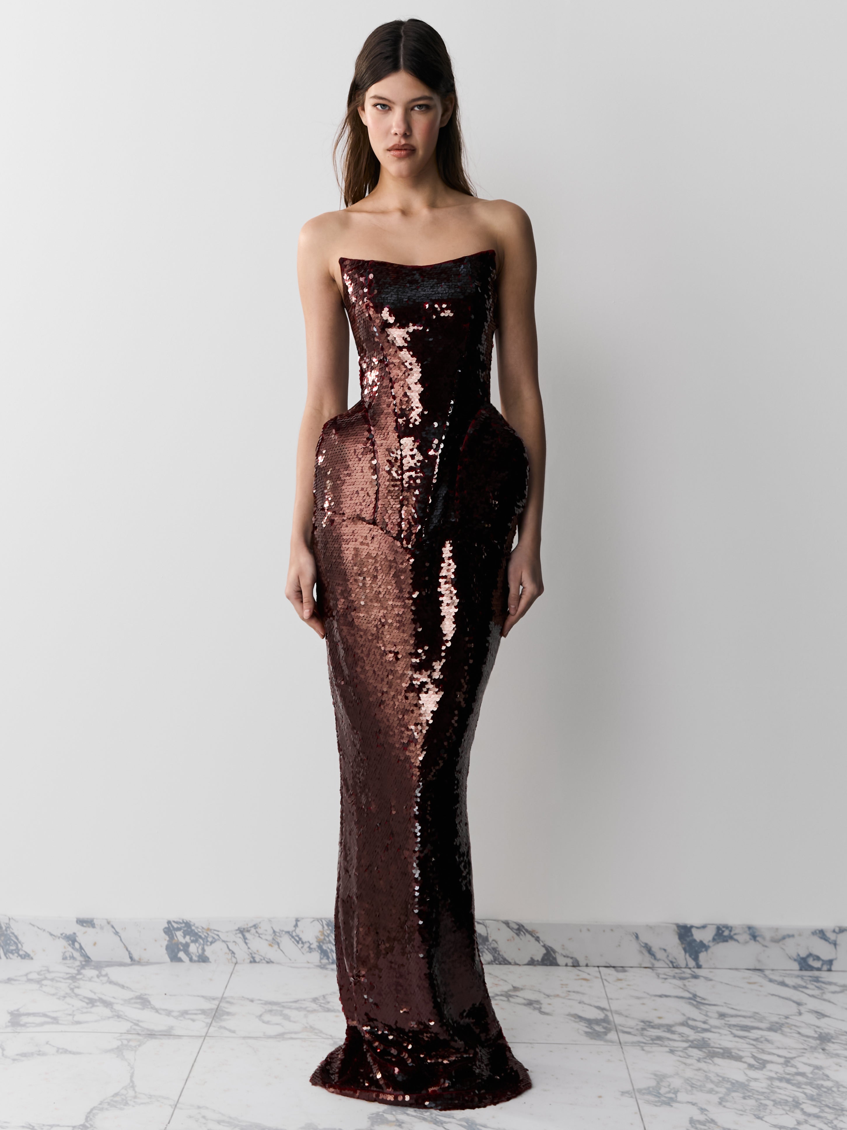 MUNA DRESS BURGUNDY