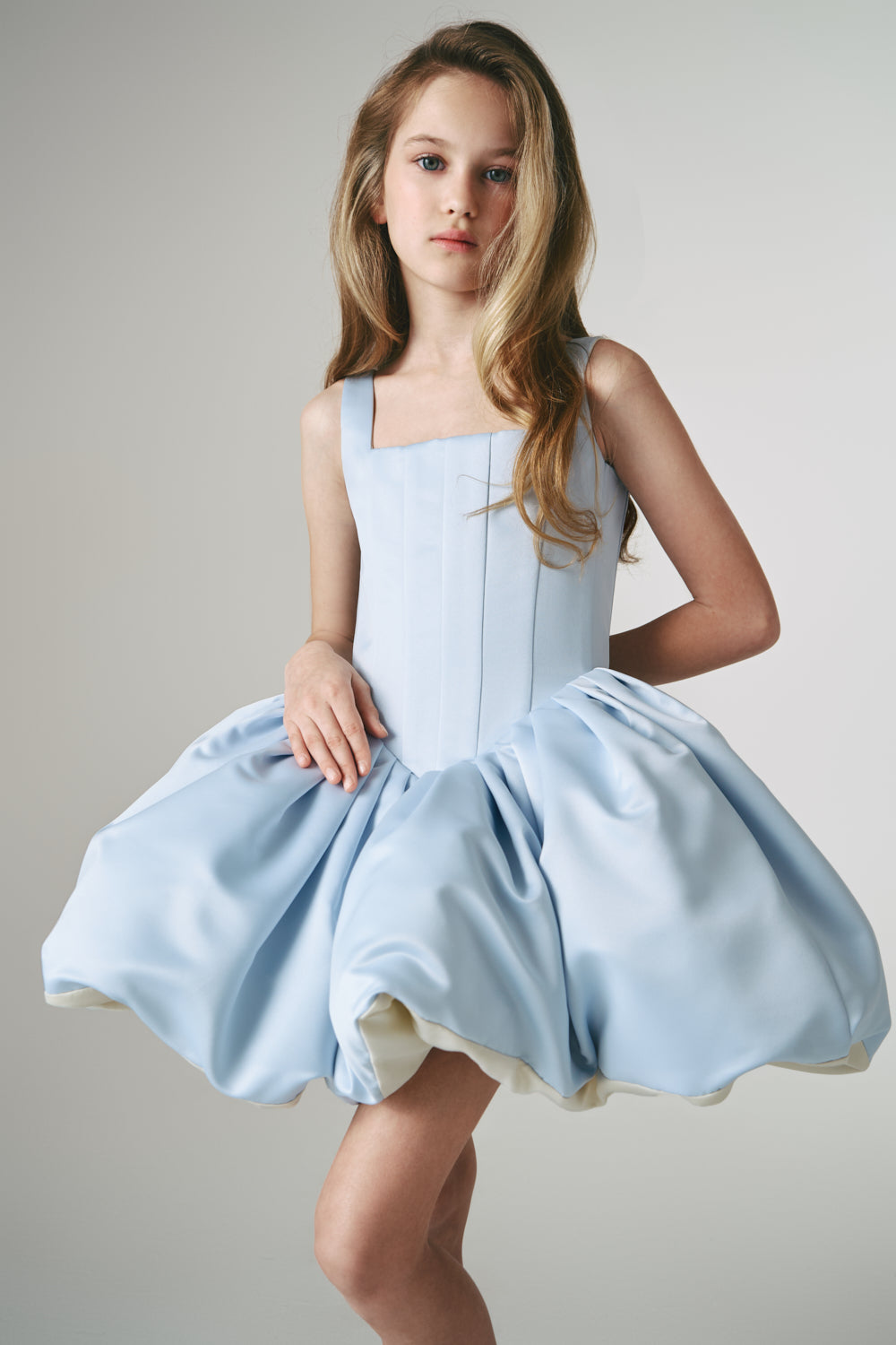 MISS LOLI TWO-SIDED DRESS BEIGE-BLUE