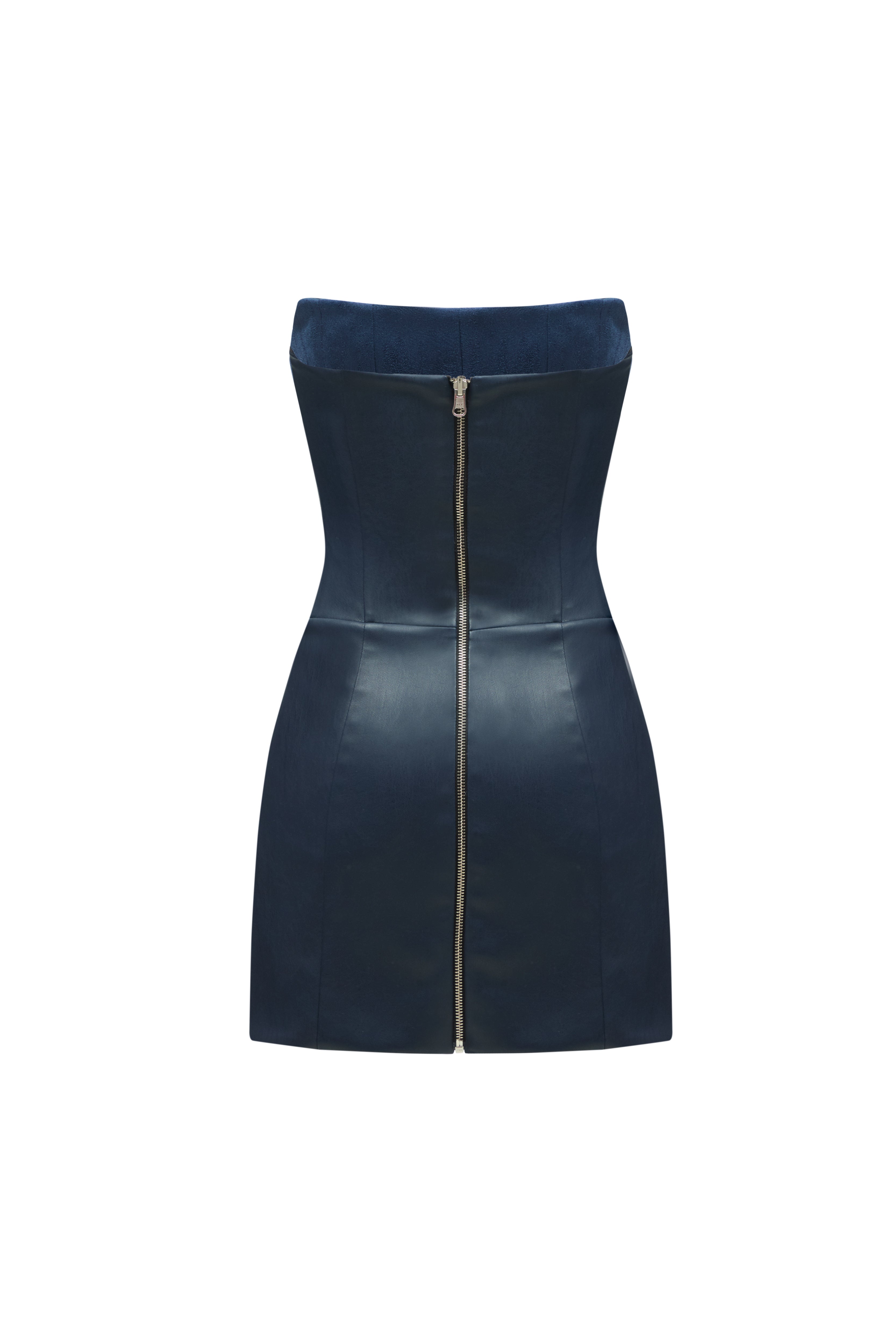 TWO SIDED TIBI LEATHER DRESS NAVY-BLUE