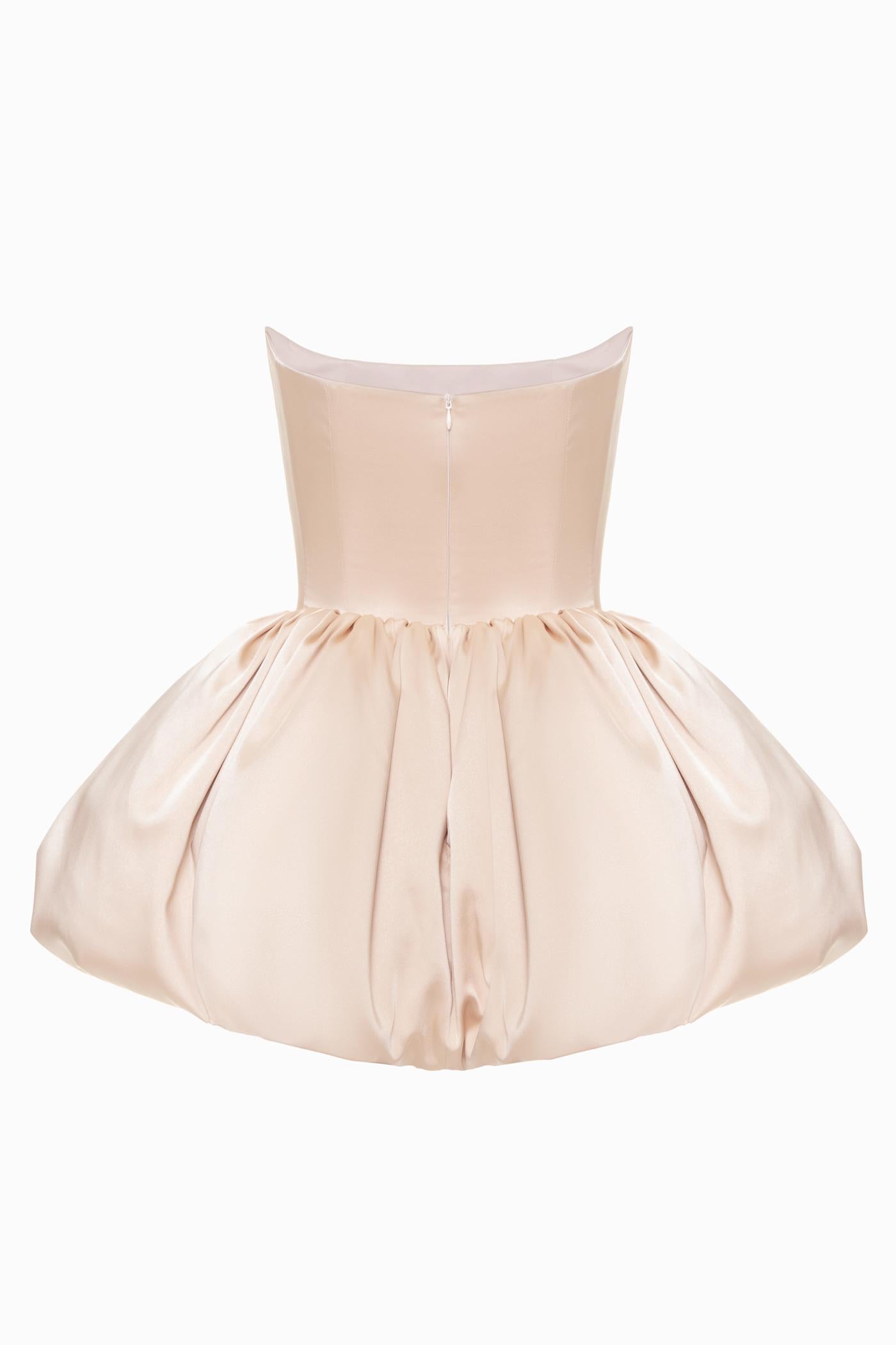 REBECCA TRANSFORMER SILK CORSET TOP-TO-DRESS BEIGE