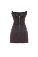 TWO SIDED TIBI LEATHER DRESS DEEP BROWN
