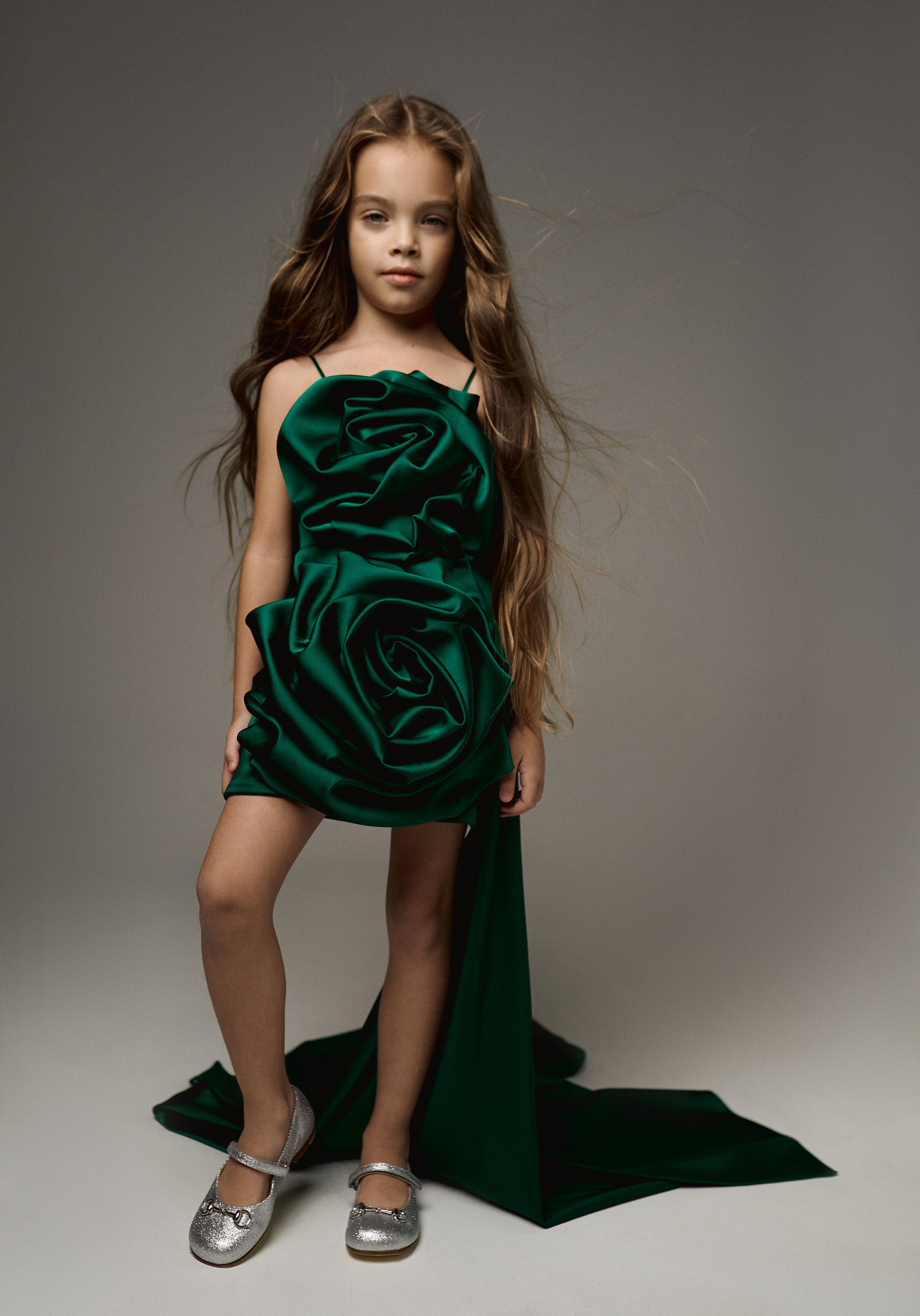 MISS ROSIE DRESS WITH REMOVABLE TRAIL EMERALD
