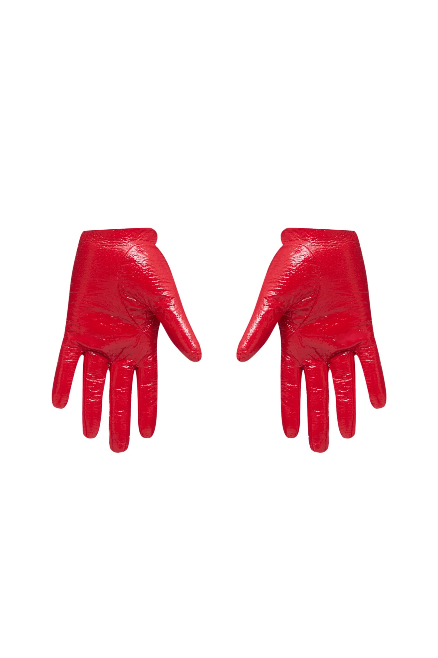 SHORT LACQUERED GLOVES IN RED