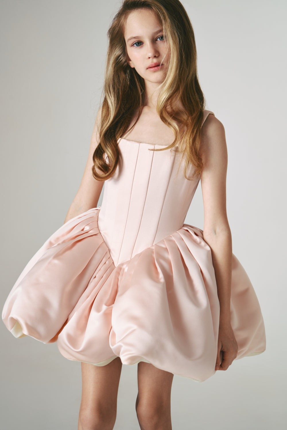 MISS LOLI TWO-SIDED DRESS BEIGE-PEACH