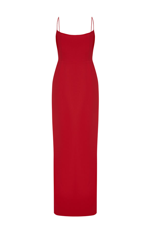 MAXI DRESS WITH STRAPS RED