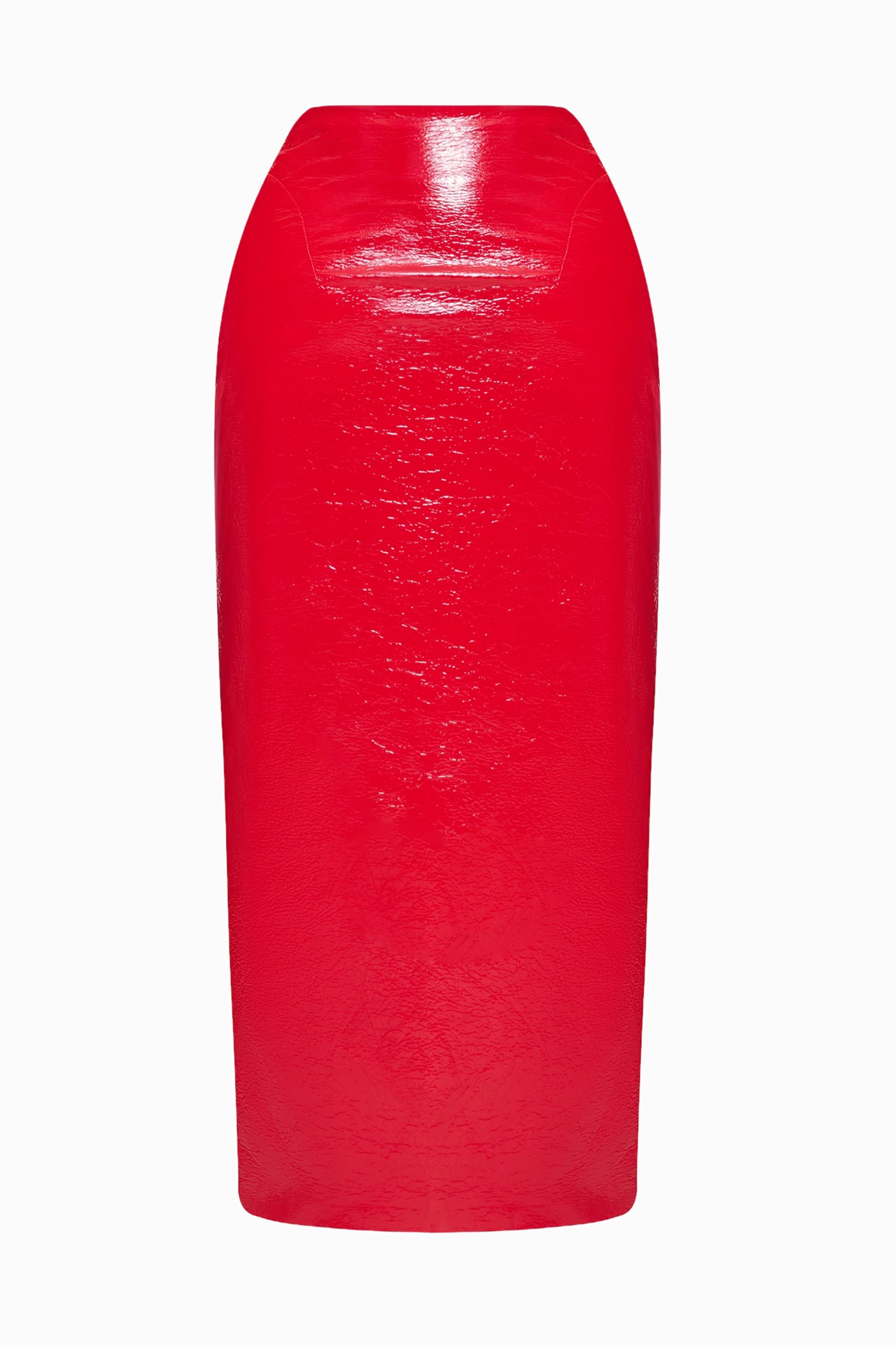 LACQUE MIDI SKIRT RED