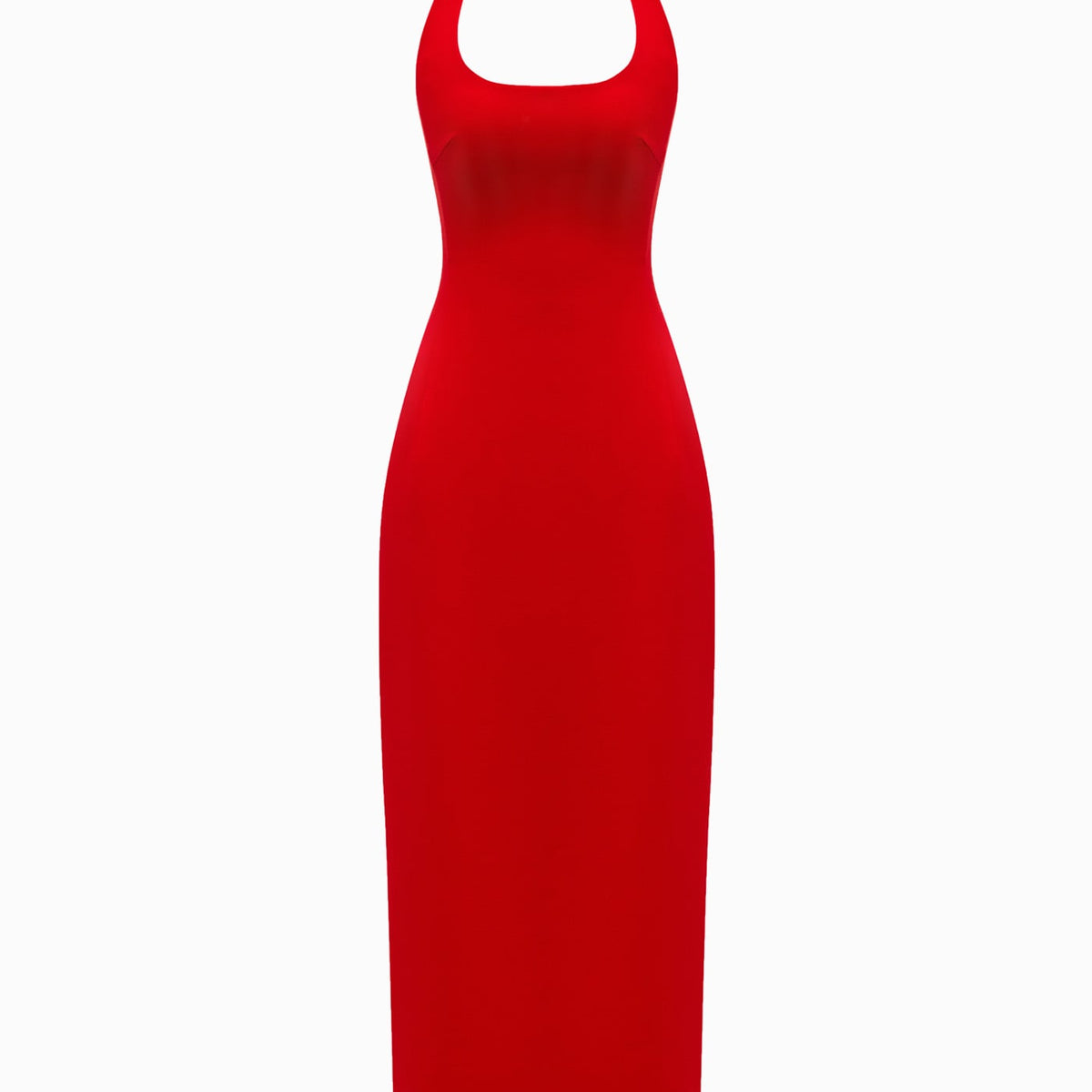 tight red halter dress HALTERNECK MATT SILK MIDI Red prom dress