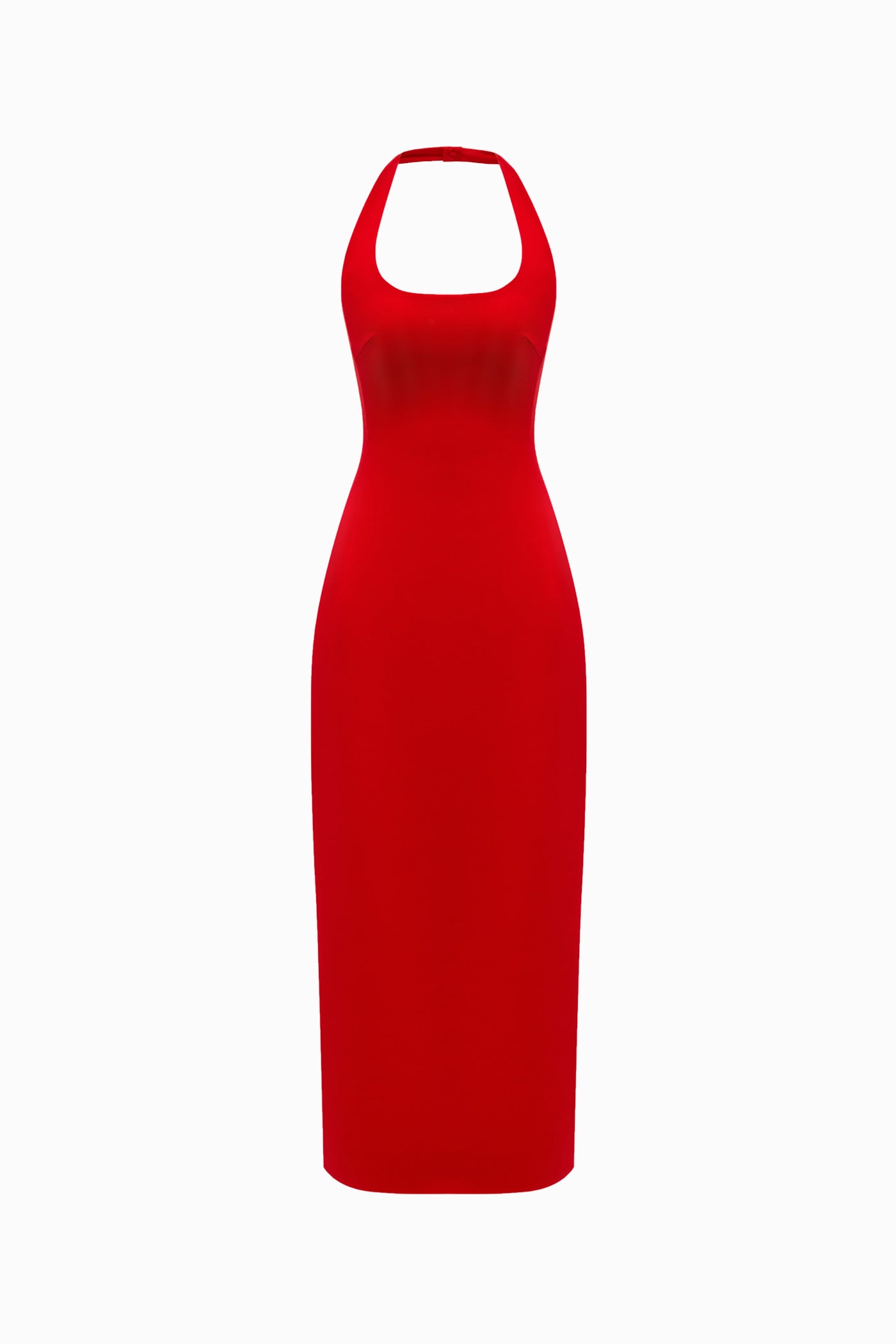 HALTERNECK MATT SILK MIDI DRESS RED Custom size HALTERNECK MATT SILK MIDI DRESS RED Custom size