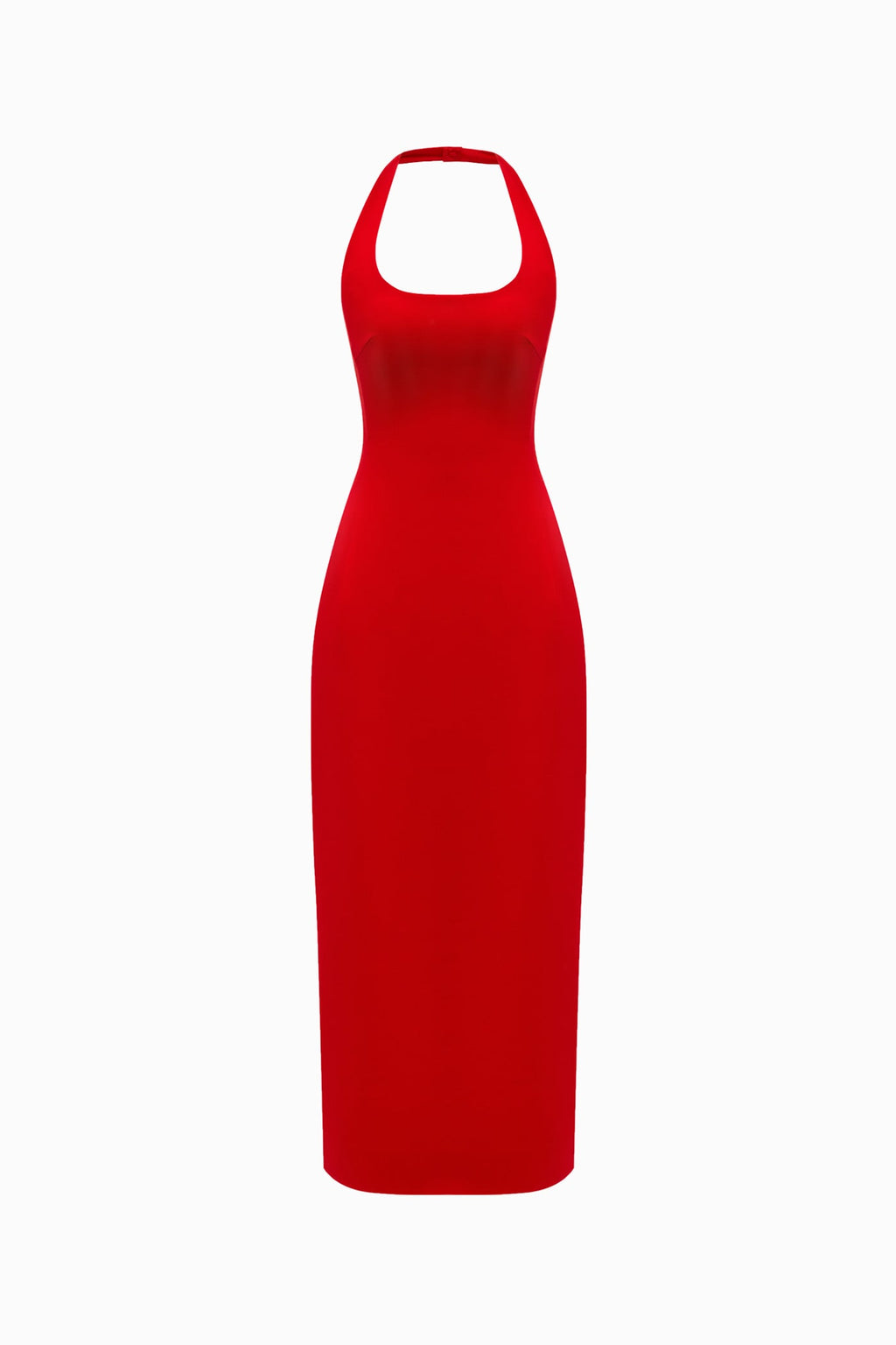 HALTERNECK MATT SILK MIDI DRESS RED Custom size HALTERNECK MATT SILK MIDI DRESS RED Custom size