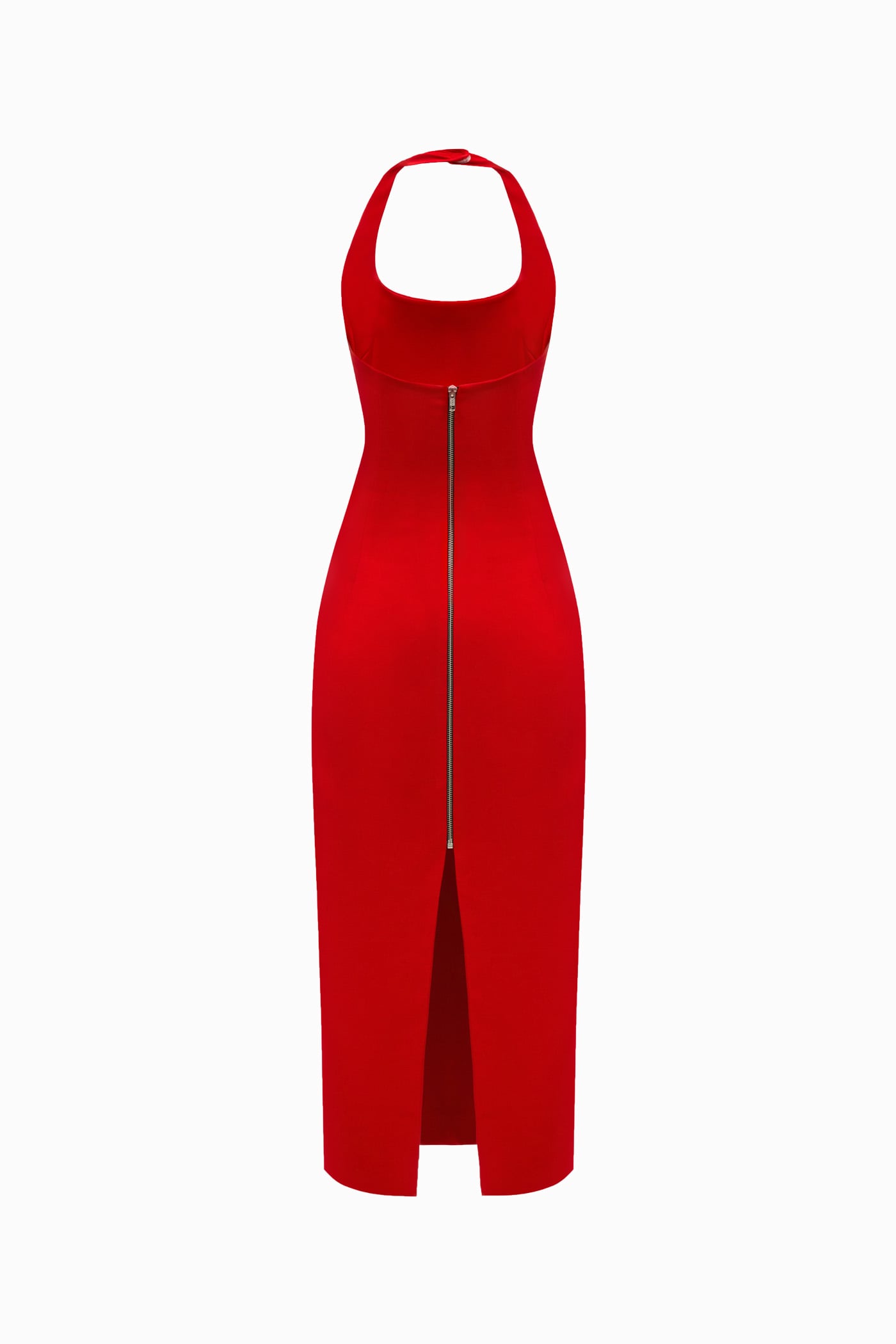 HALTERNECK MATT SILK MIDI DRESS RED Custom size HALTERNECK MATT SILK MIDI DRESS RED Custom size