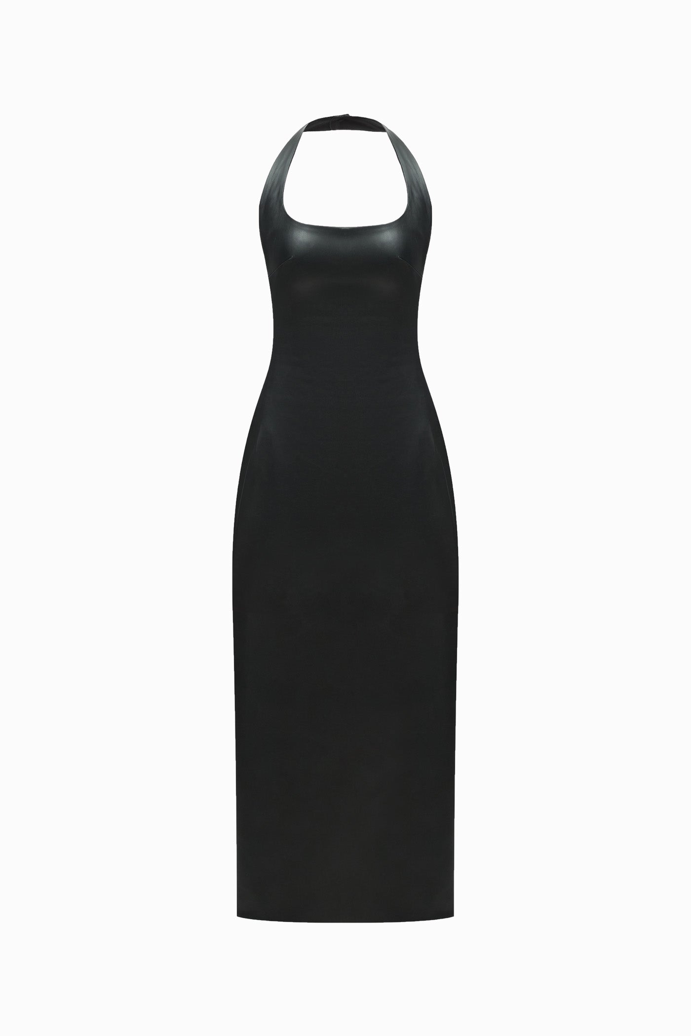 HALTERNECK TWO SIDED LEATHER DRESS BLACK
