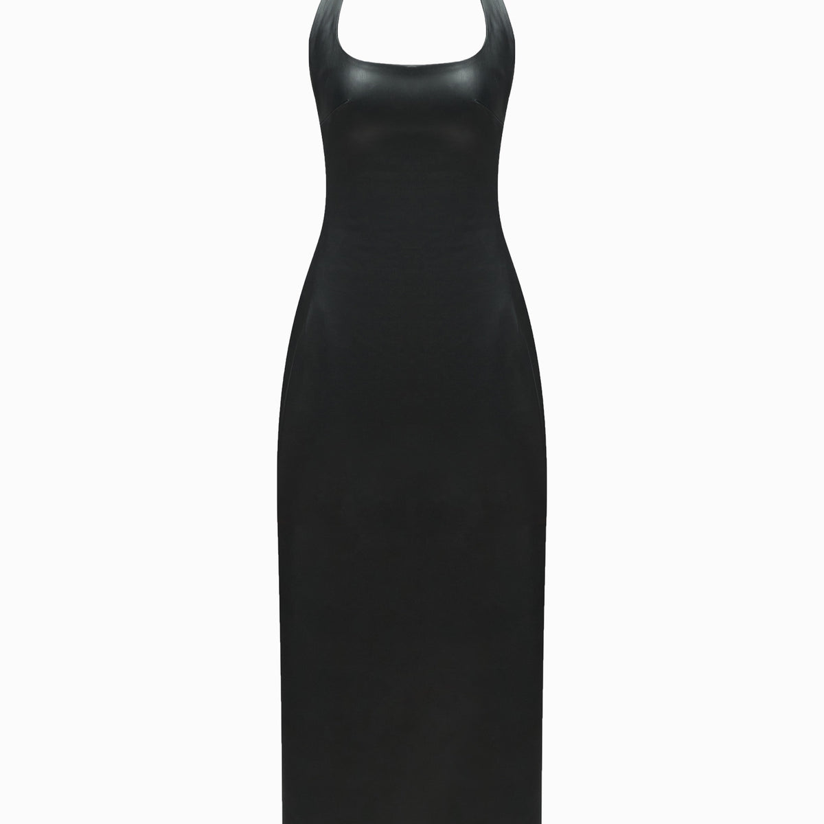 chinese dress ladies Halterneck Two Sided Leather Dress Black XL