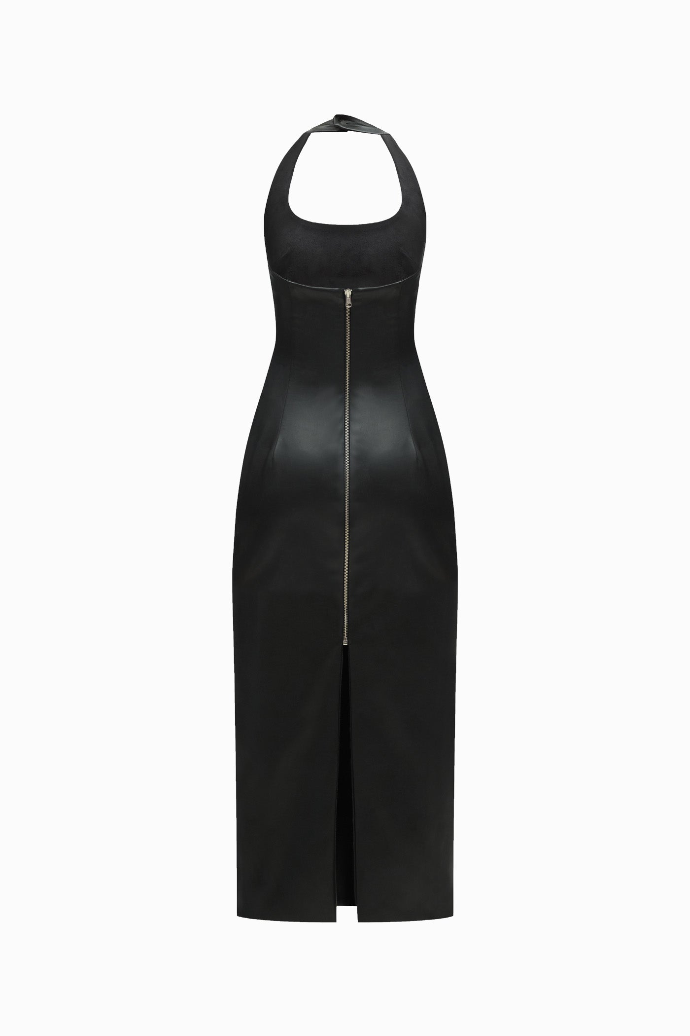 HALTERNECK TWO SIDED LEATHER DRESS BLACK