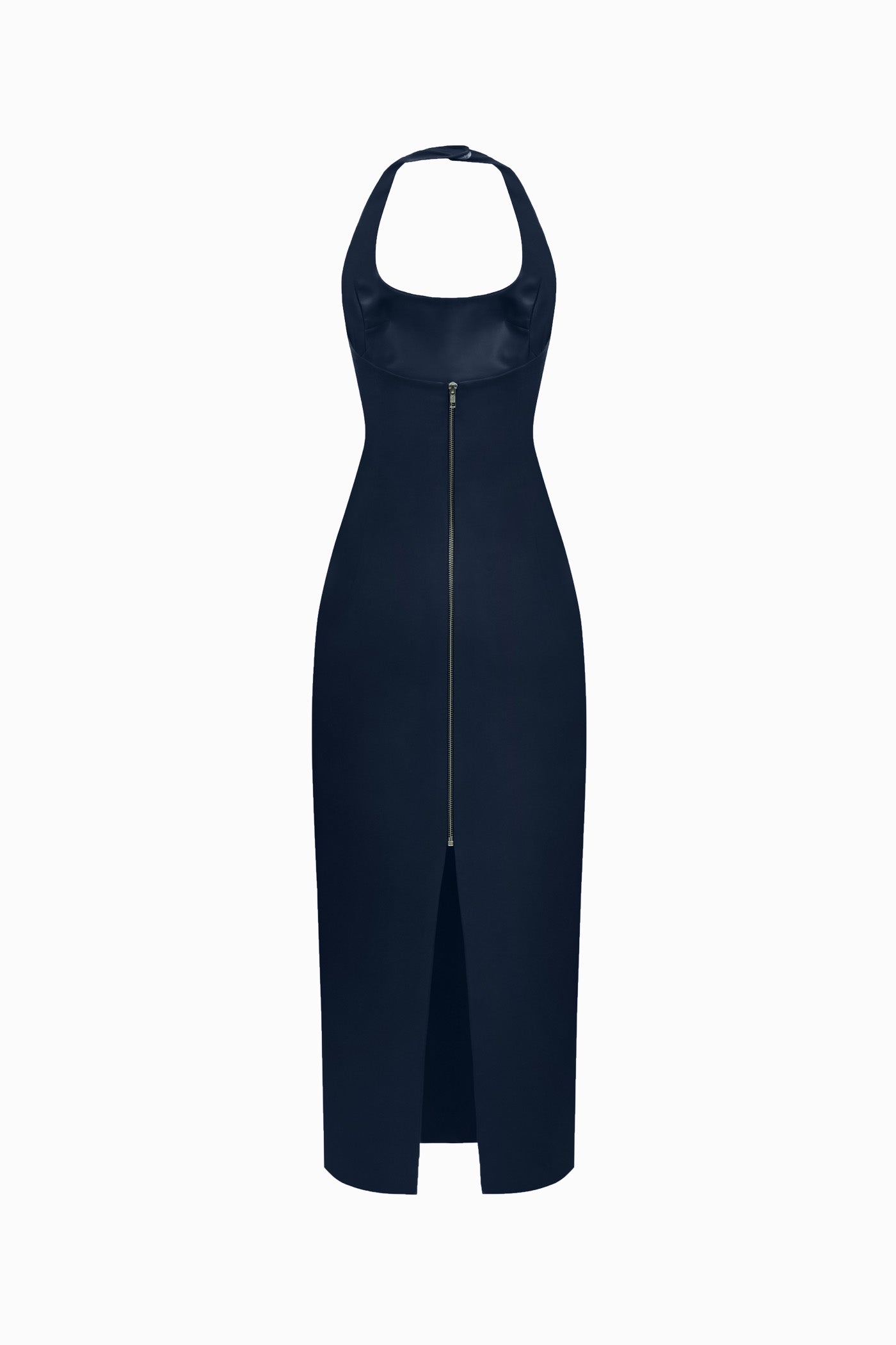 HALTERNECK TWO SIDED LEATHER DRESS NAVY-BLUE
