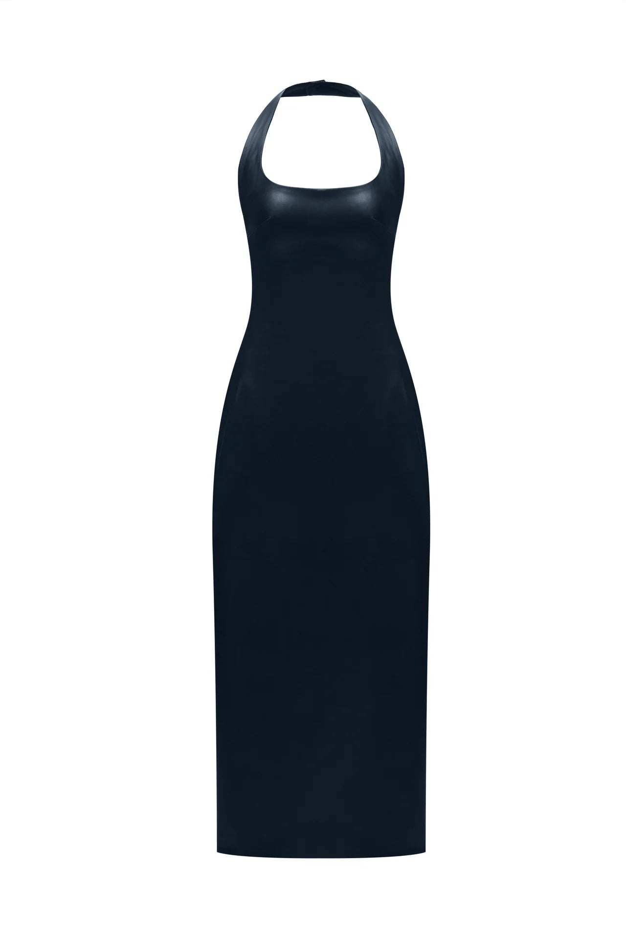 HALTERNECK TWO SIDED LEATHER DRESS NAVY-BLUE