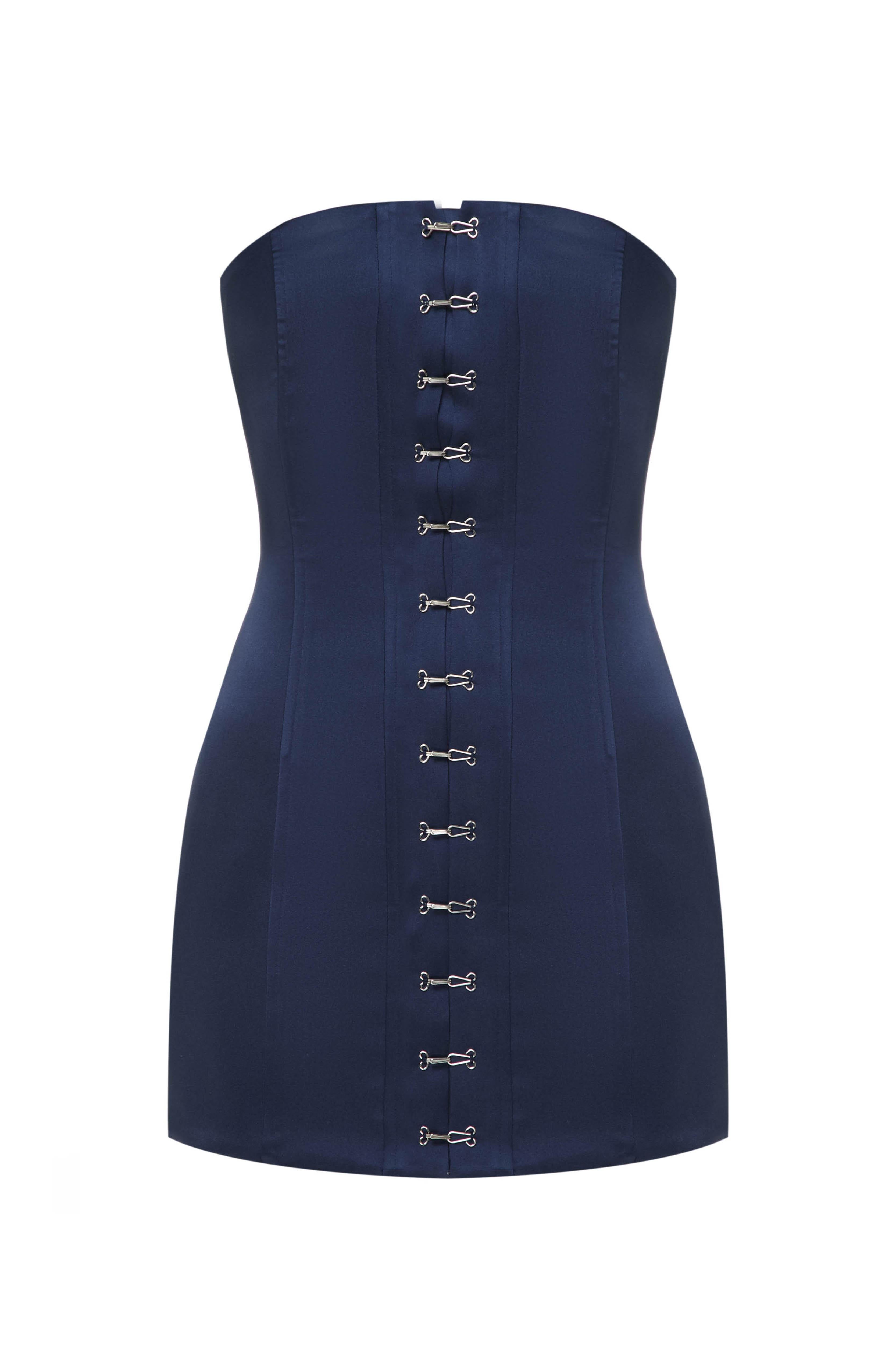 TWO SIDED LOREN DRESS BROWN-BLUE