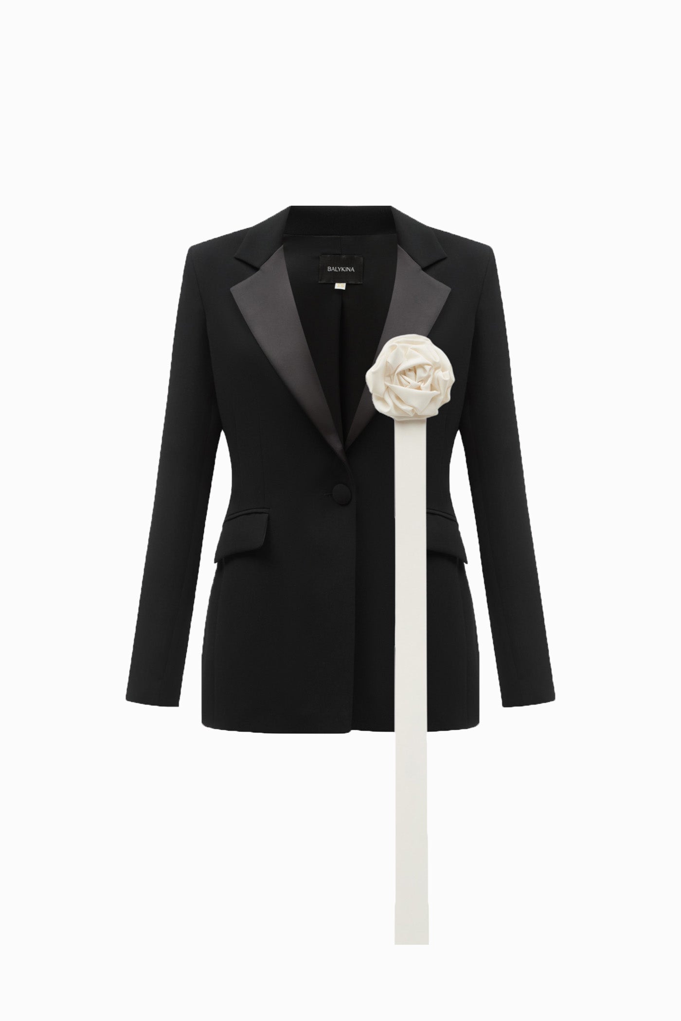 MATT SILK JACKET WITH REMOVABLE ROSIE BROOCH