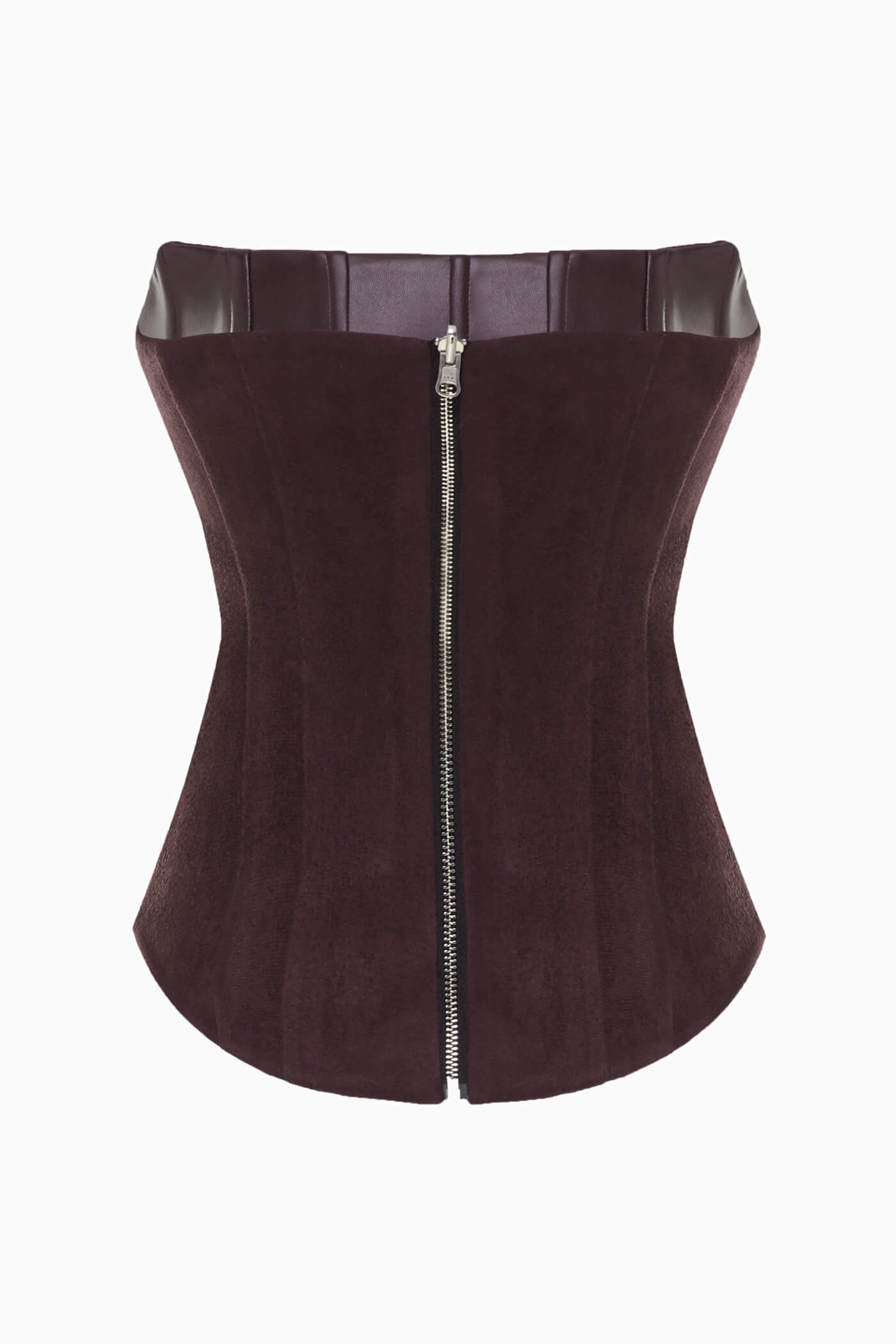 TWO-SIDED TIBI LEATHER CORSET BURGUNDY