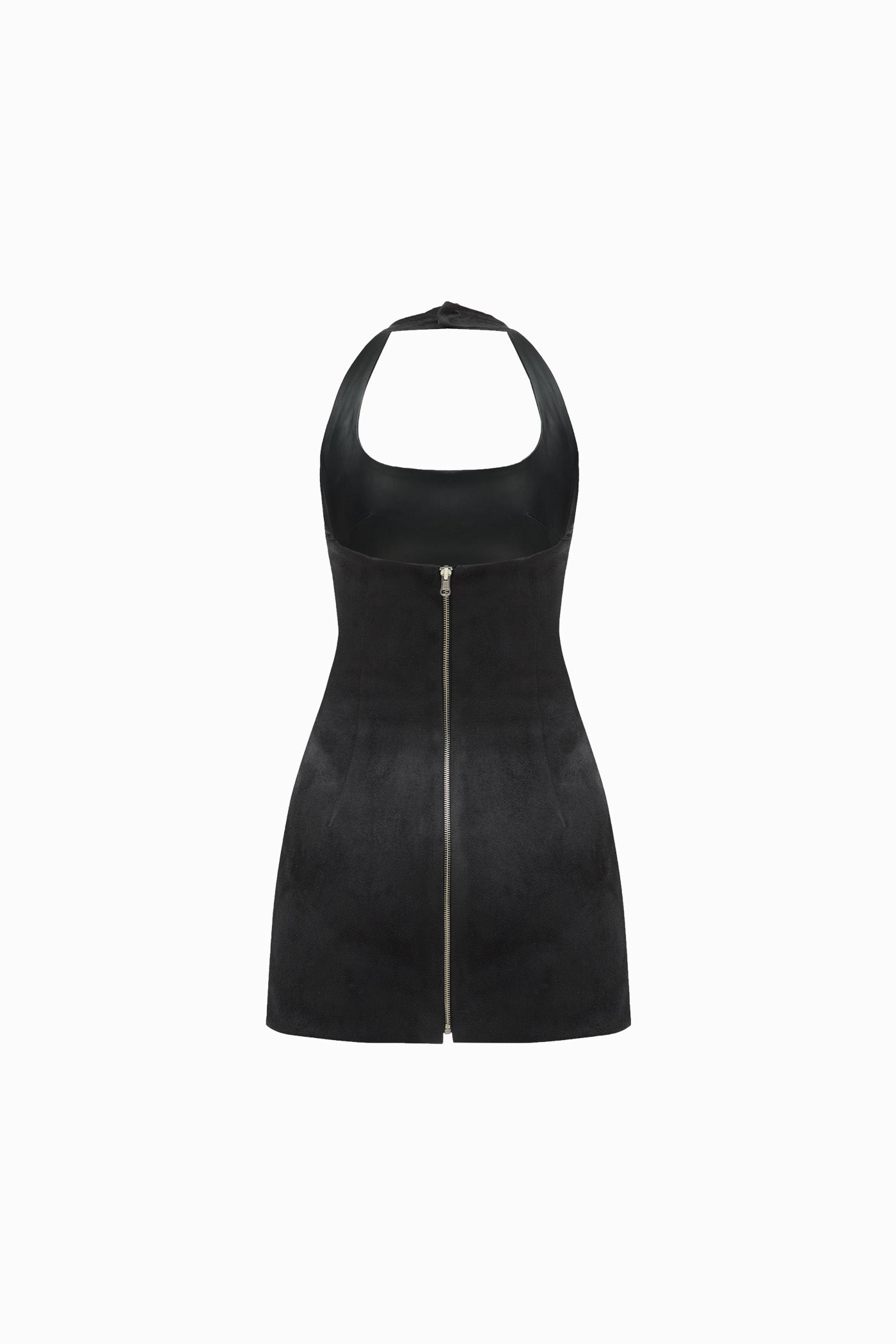 TWO SIDED HALTERNECK LEATHER MINI DRESS Black L TWO SIDED HALTERNECK LEATHER MINI DRESS Black L