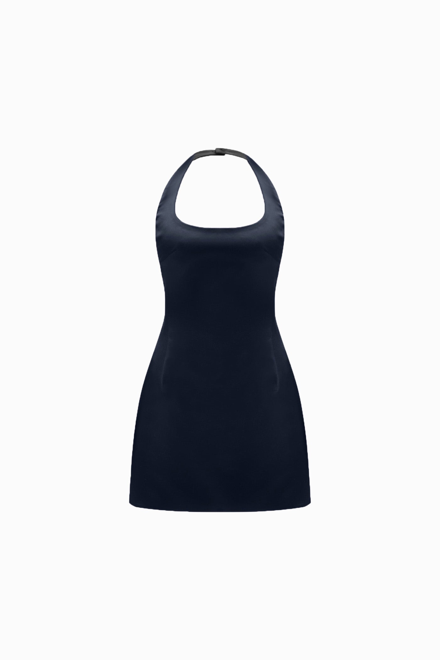 TWO SIDED HALTERNECK SATIN MINI DRESS