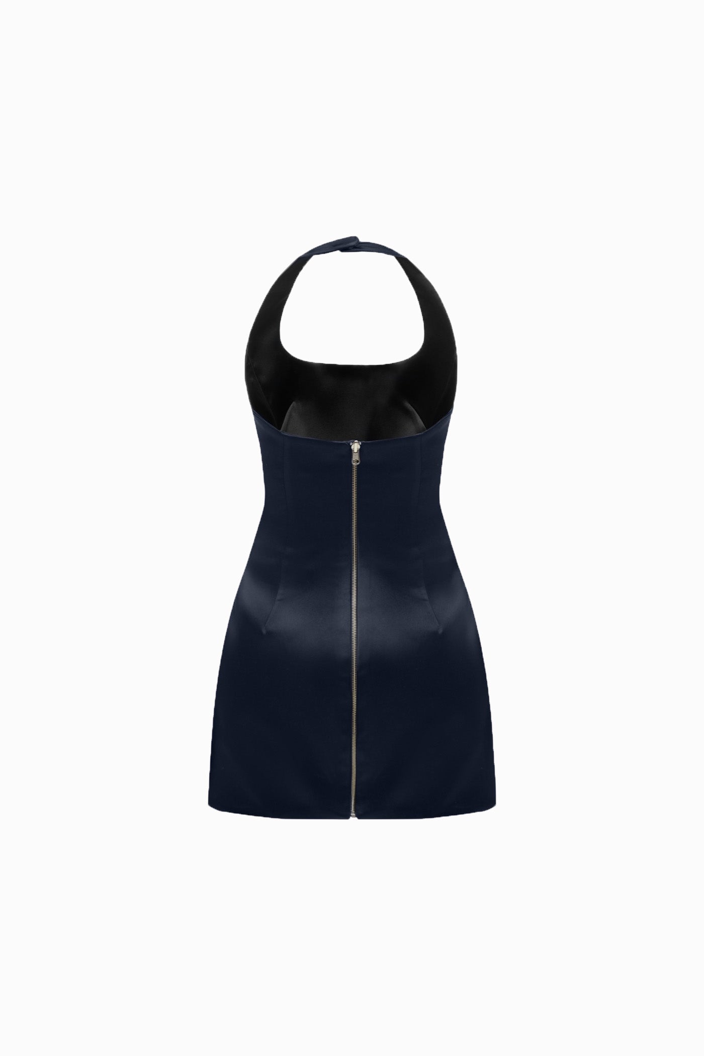 TWO SIDED HALTERNECK SATIN MINI DRESS