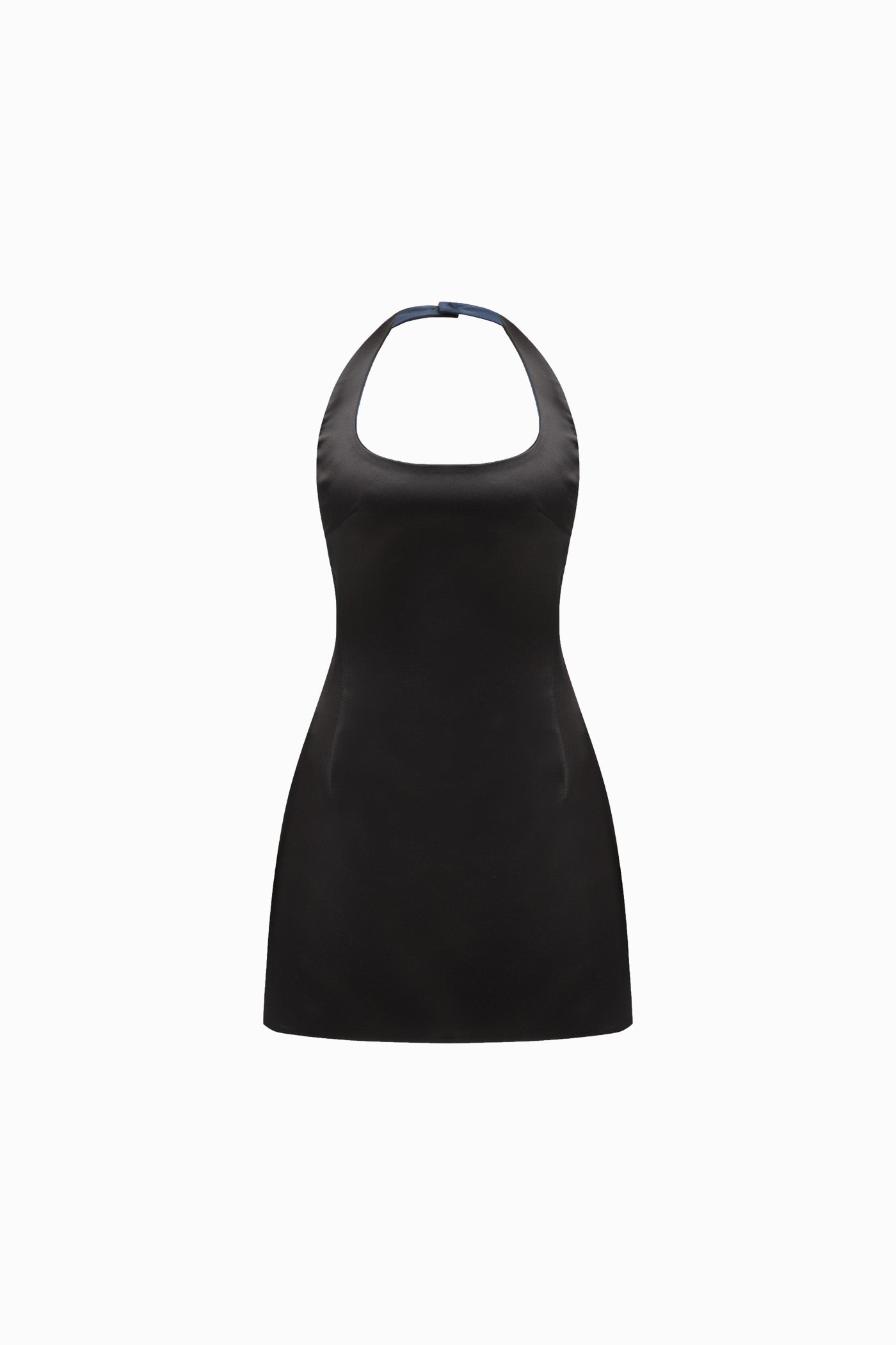 TWO SIDED HALTERNECK SATIN MINI DRESS