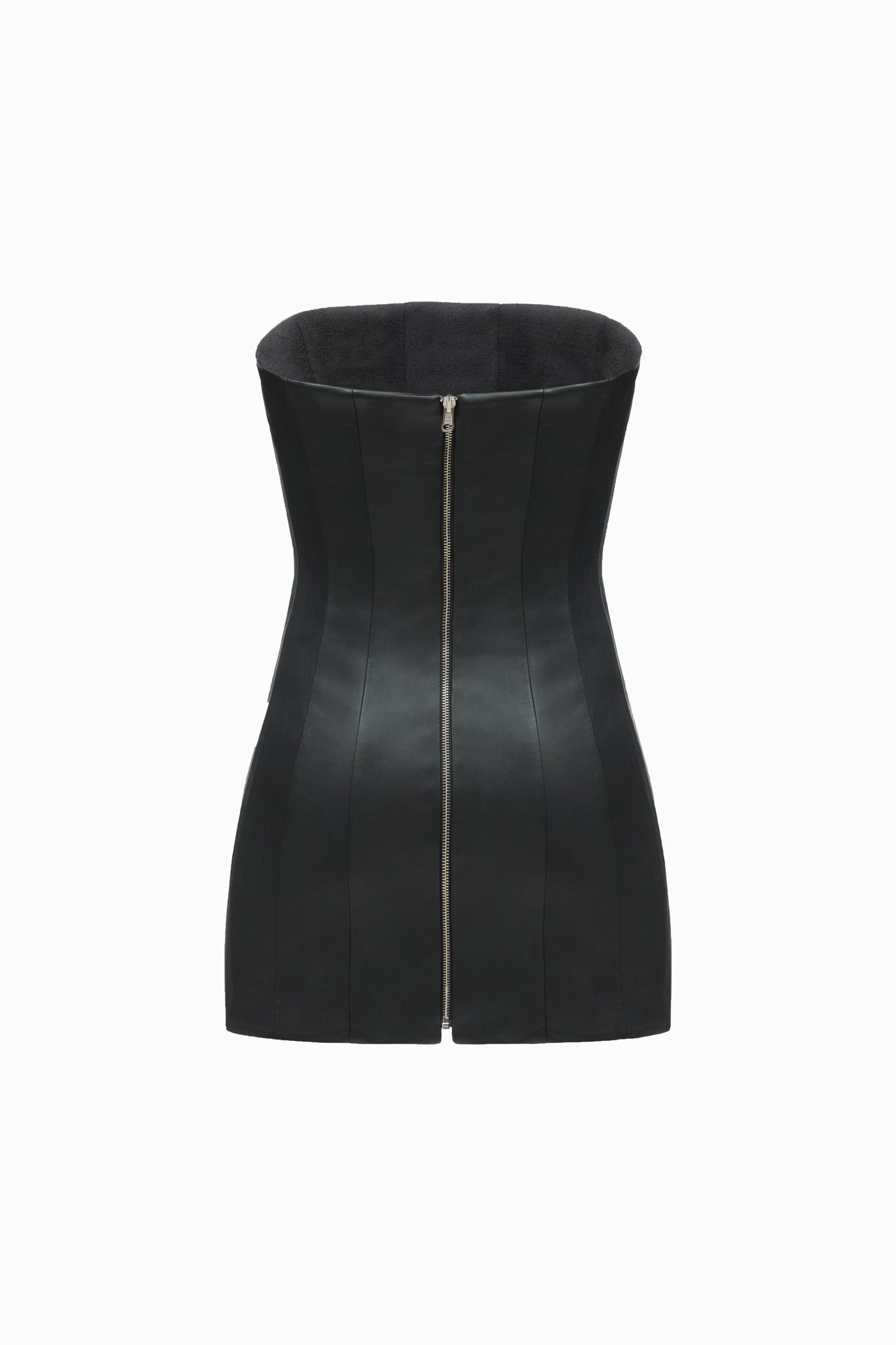 TWO SIDED LEATHER CORSET DRESS BLACK