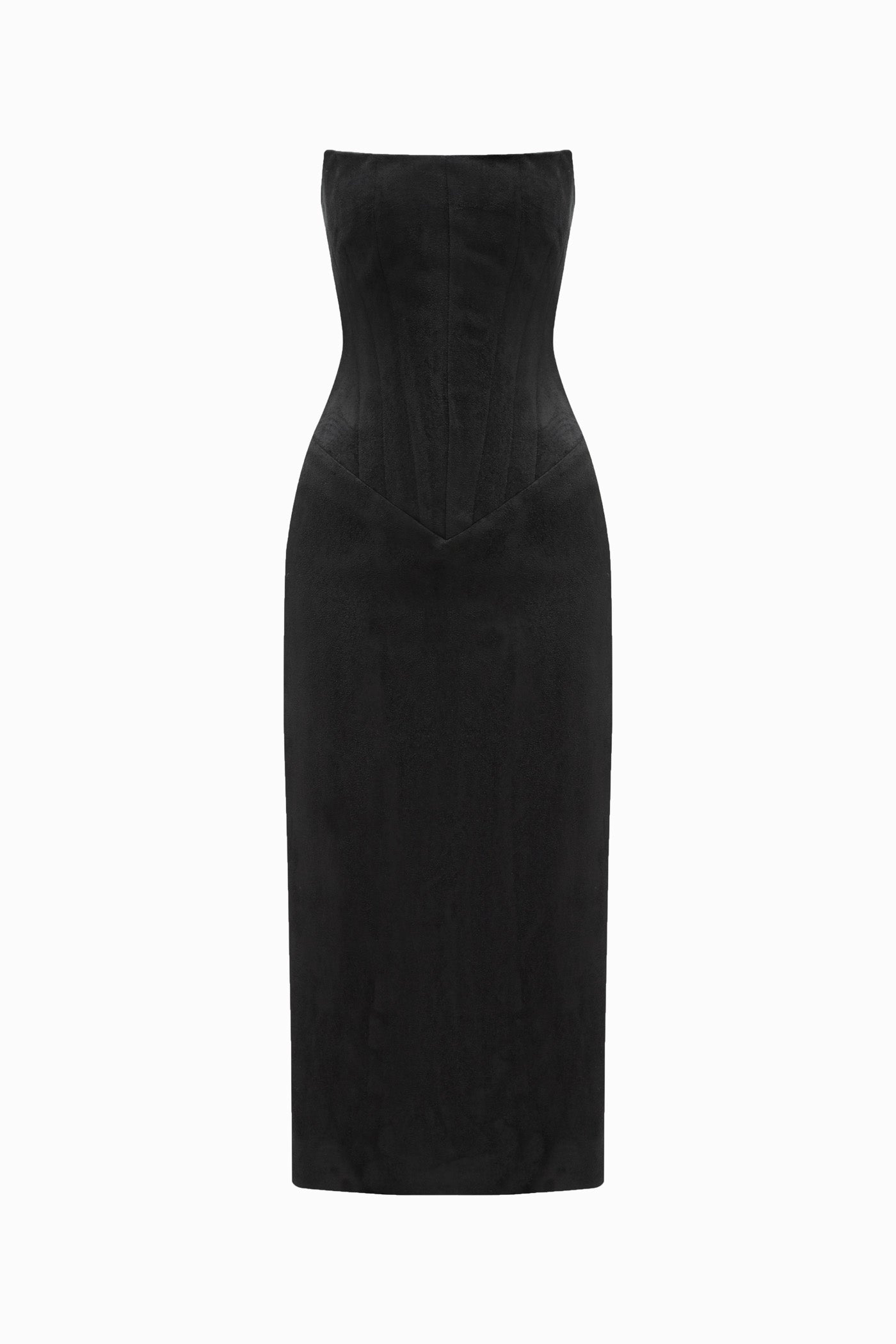 TWO SIDED LEATHER TIBI MIDI DRESS BLACK