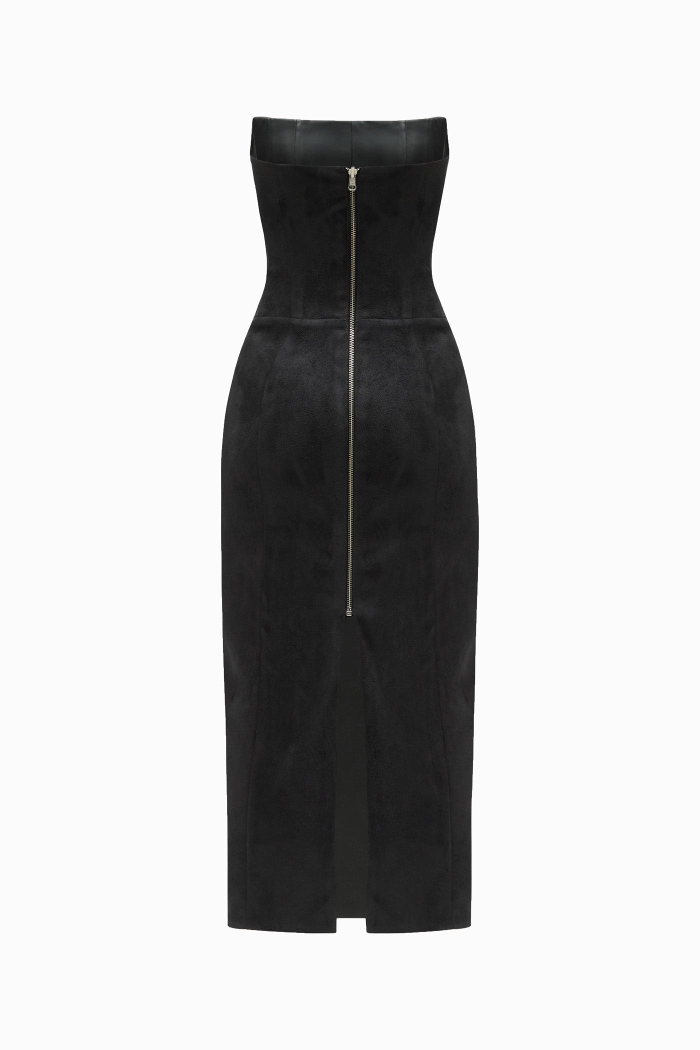 TWO SIDED LEATHER TIBI MIDI DRESS BLACK