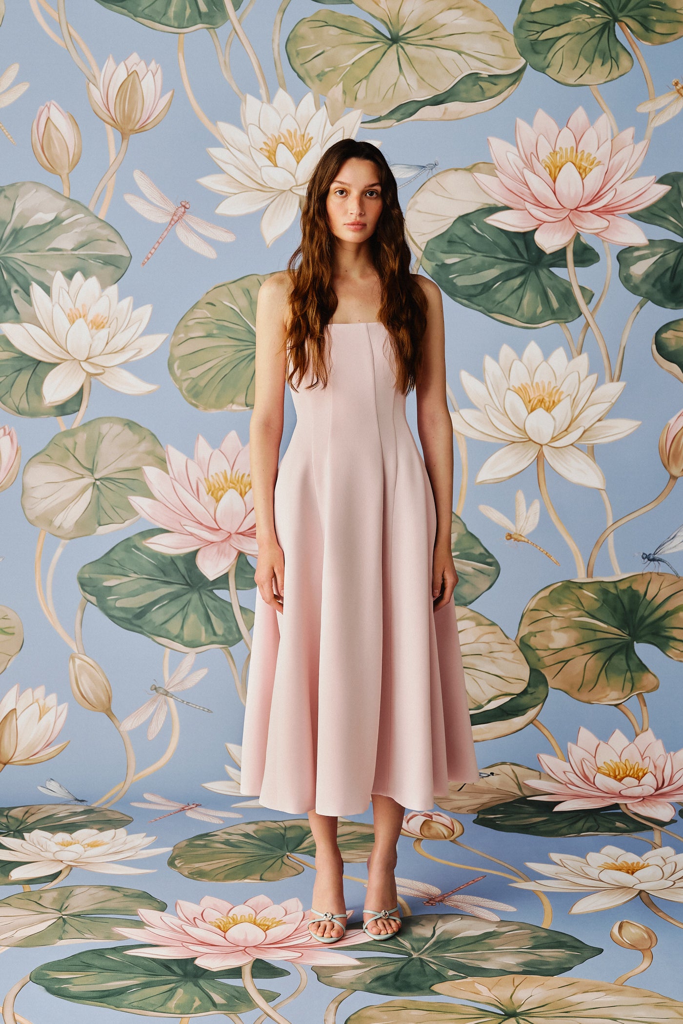CORSET MIDI DRESS WITH POCKETS PINK