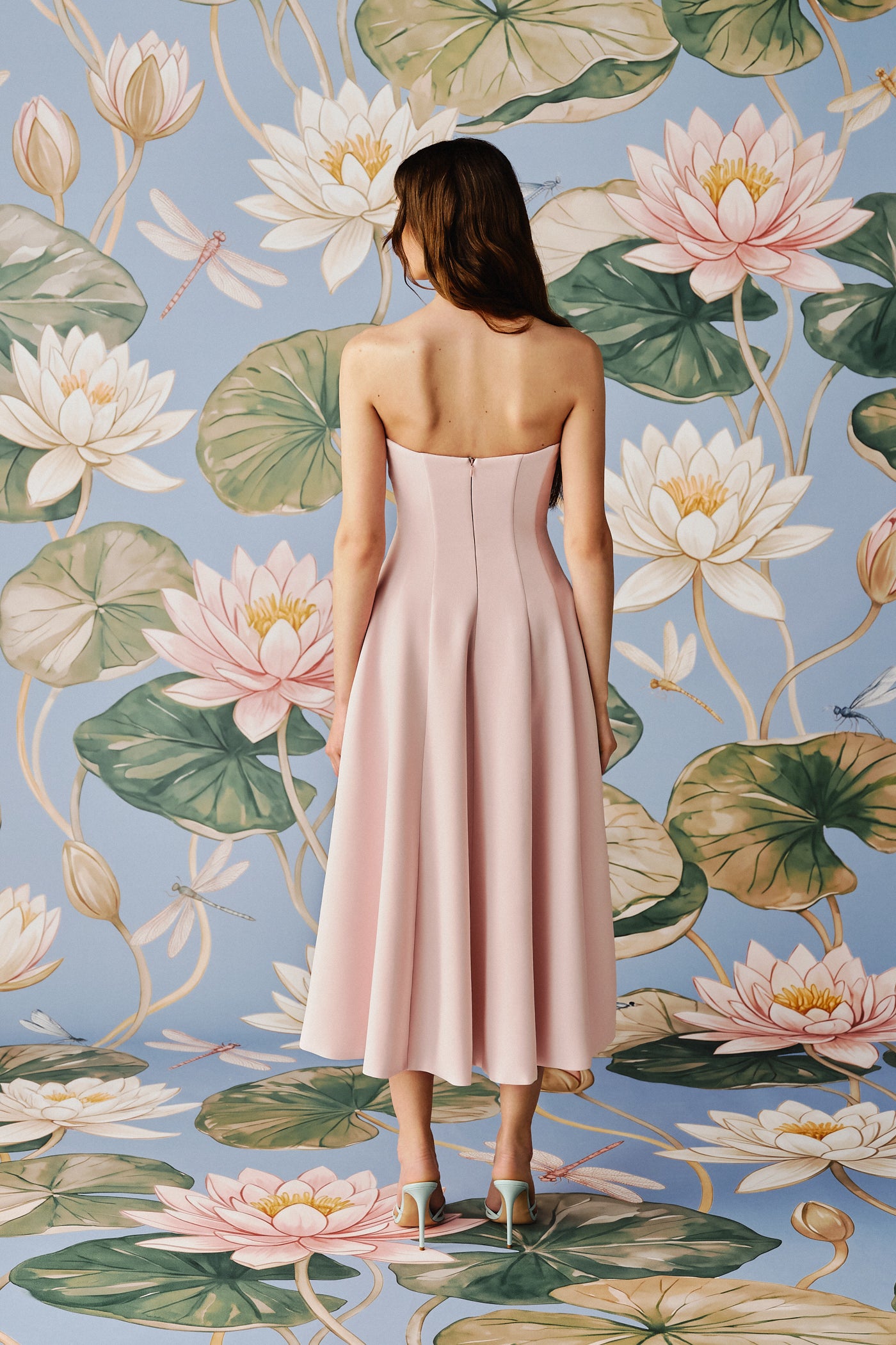 CORSET MIDI DRESS WITH POCKETS PINK