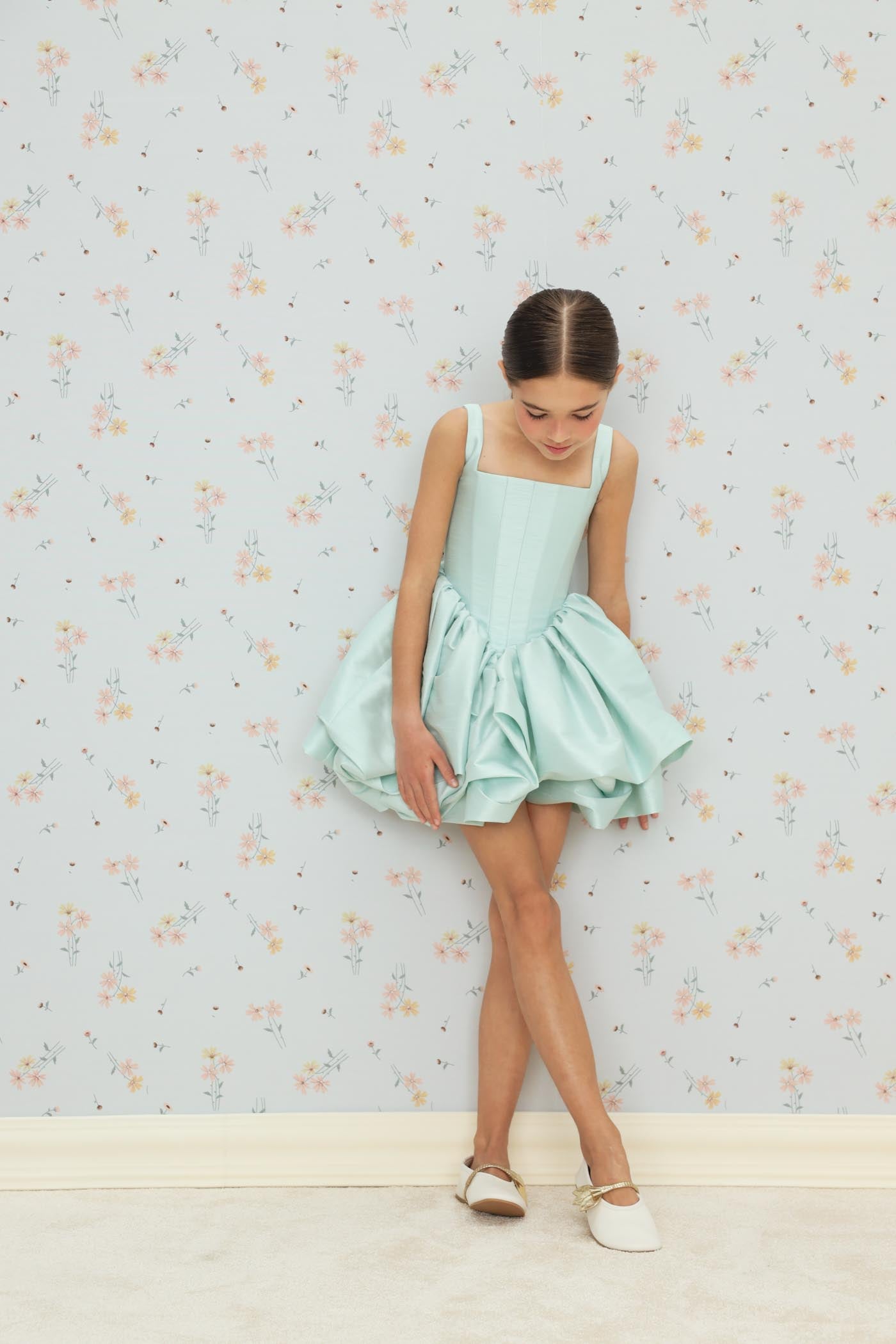 MISS DRESS WITH STRAPS MISTY TEAL