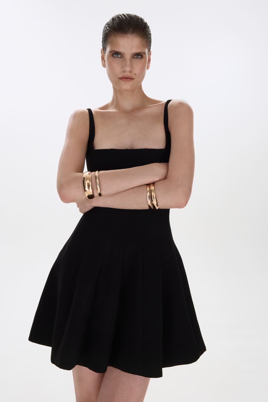 MINI DRESS WITH STRAPS BLACK