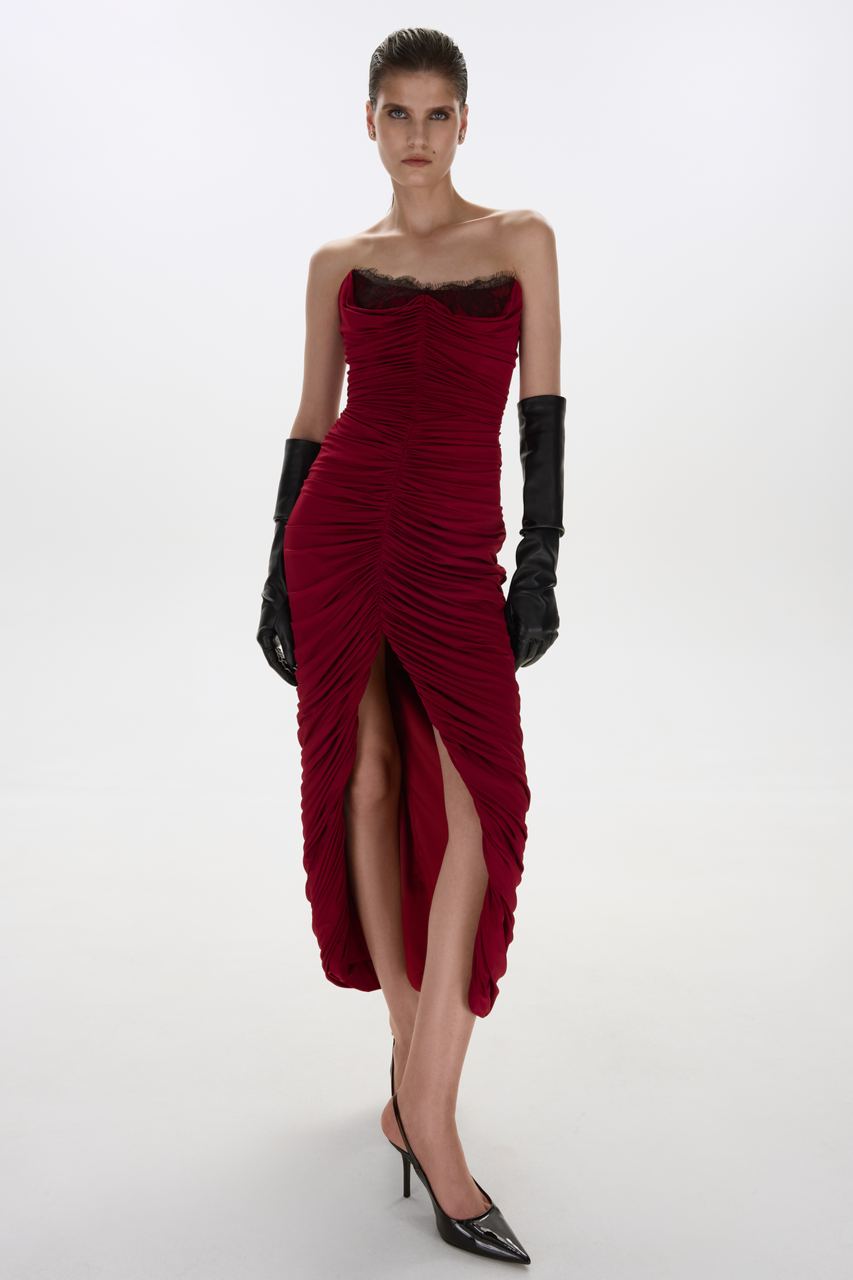 EDEN MIDI DRESS BURGUNDY