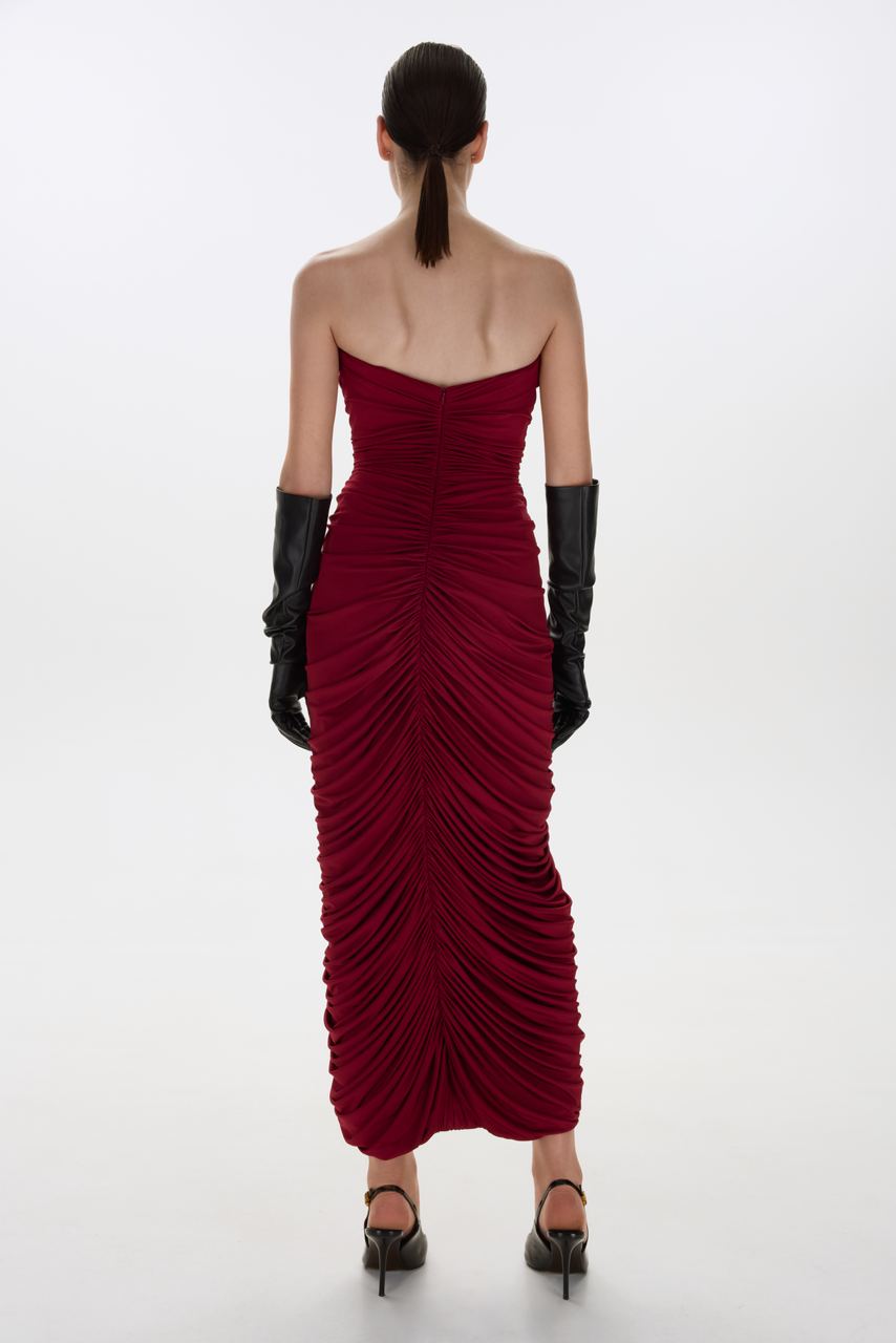 EDEN MIDI DRESS BURGUNDY